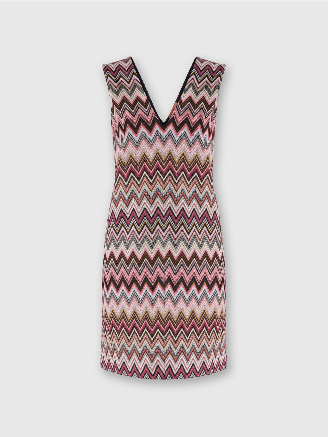 Sleeveless V-neck cotton and viscose zigzag mini-dress - 1