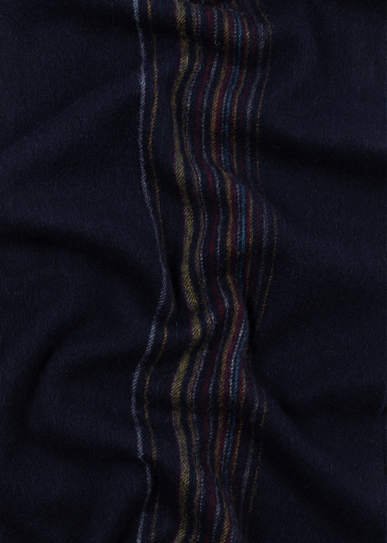 Navy Lambswool-Cashmere 'Signature Stripe' Scarf - 4