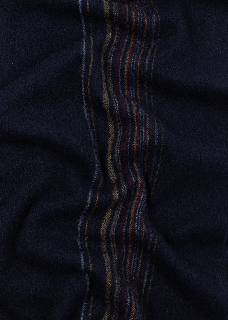 Navy Lambswool-Cashmere Offset Faded 'Signature Stripe' Scarf 4
