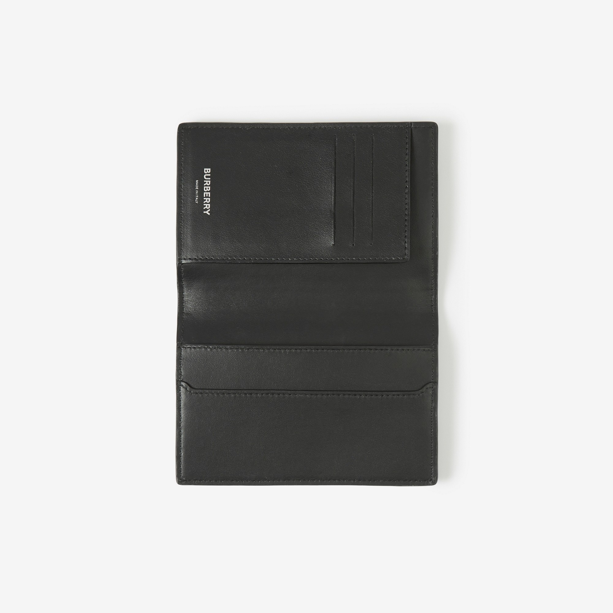 Embossed Check Leather Passport Holder - 4