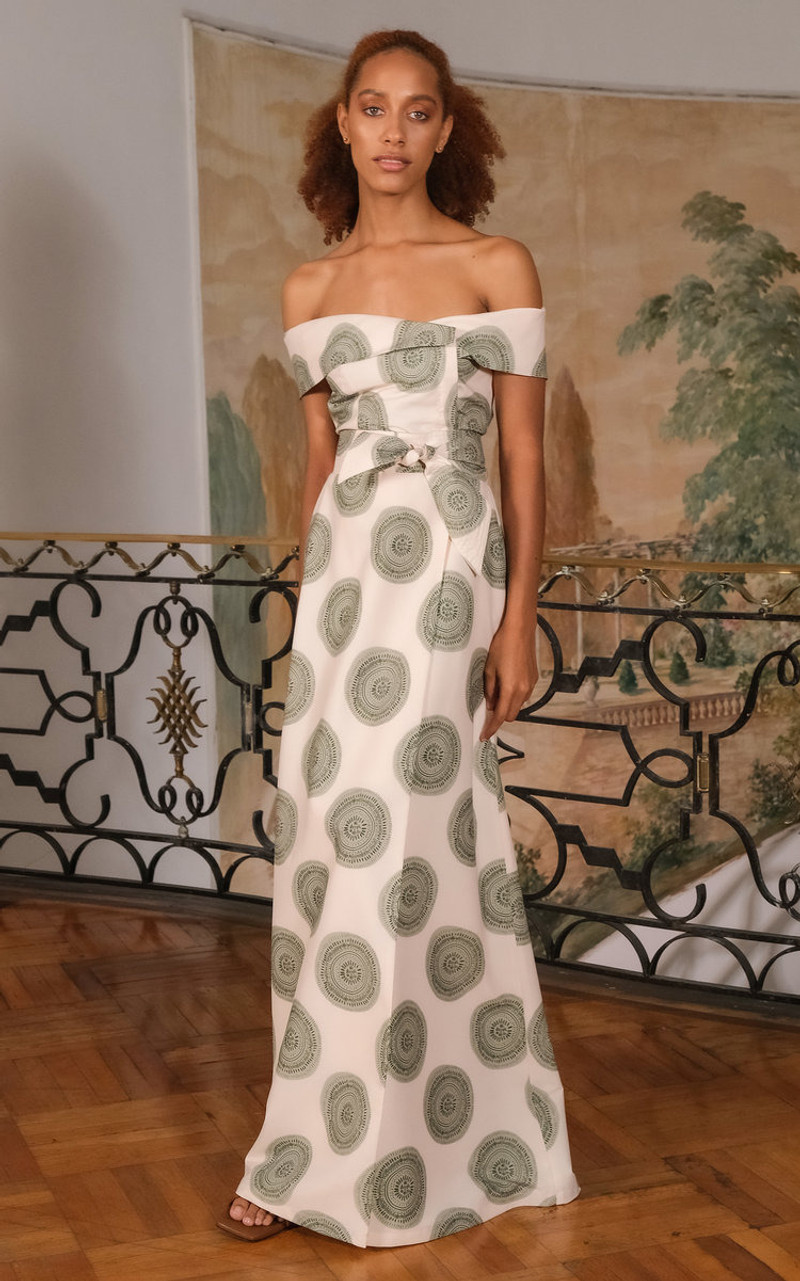 ANDRES OTALORA Ocre Cotton Poplin Wrap Maxi Dress green outlook