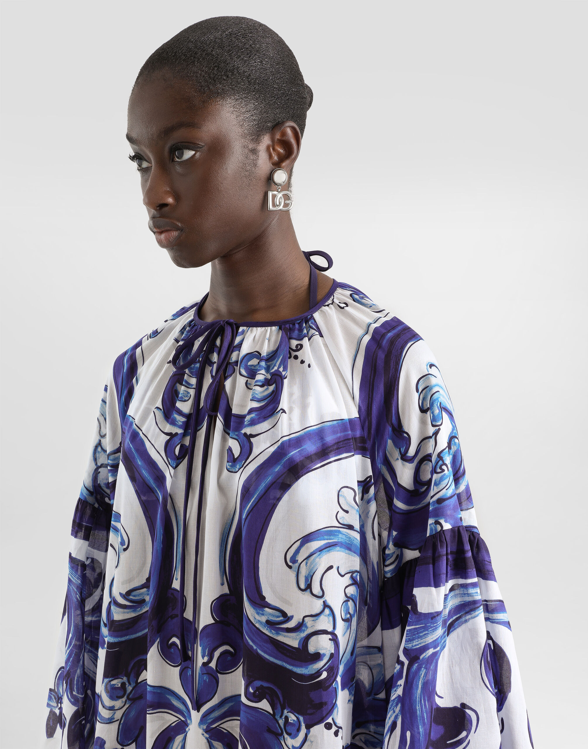 Majolica-print cotton dress - 4