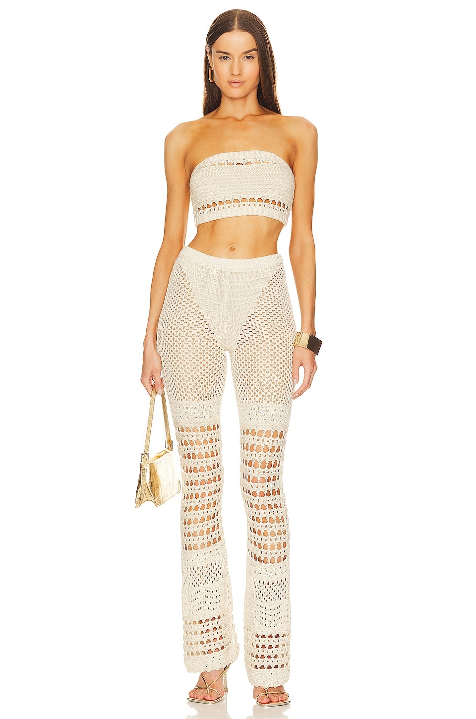 Luiz Strapless Top in Ivory And Gold - 4