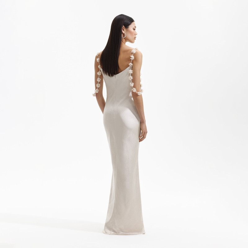 self-portrait Champagne Satin Flower Maxi Dress outlook