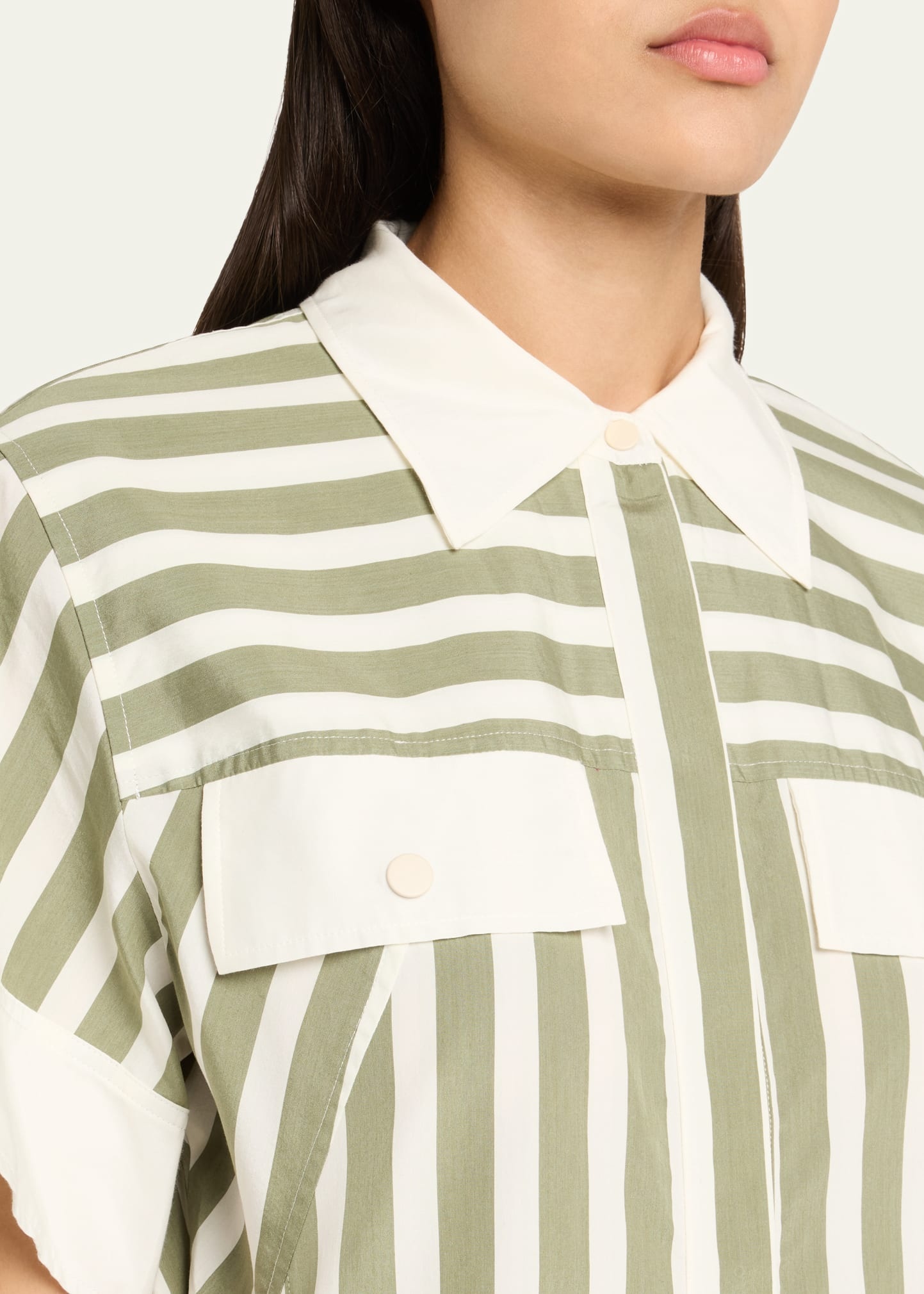 Stripe Short-Sleeve Shirt Dress - 5