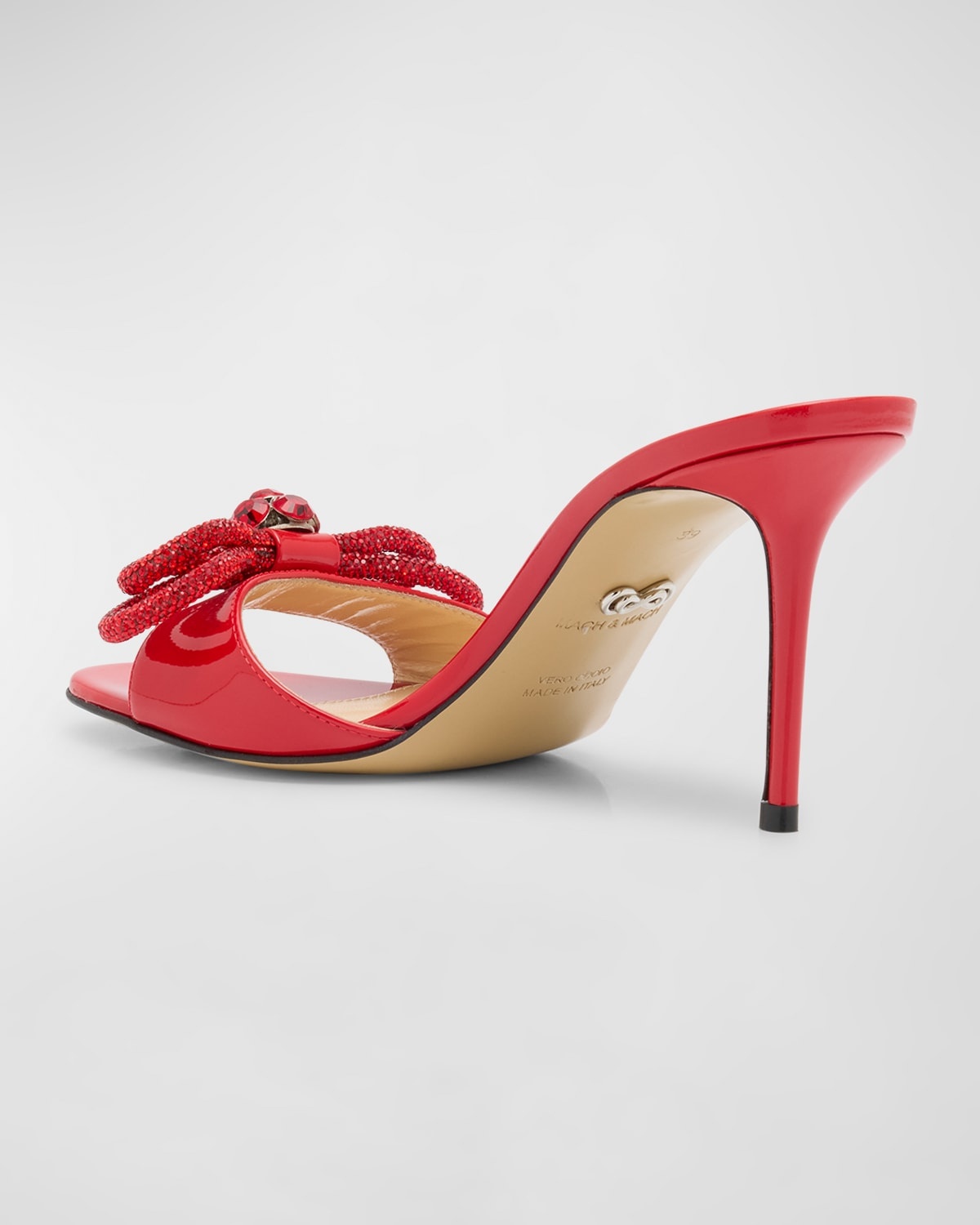 Bow Patent Leather Mule Sandals - 5