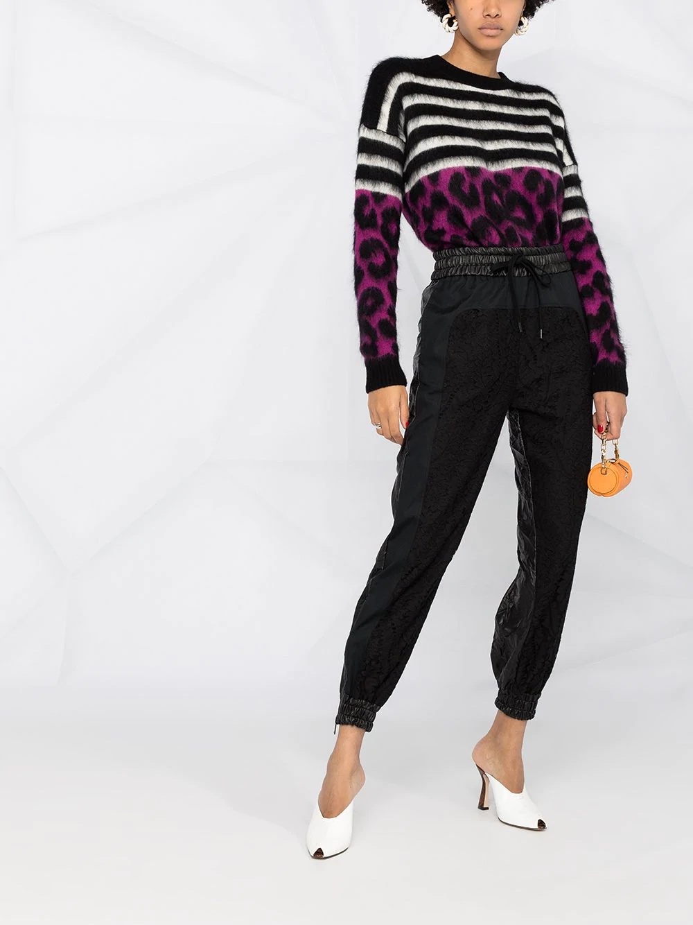 striped and leopard intarsia jumper - 2