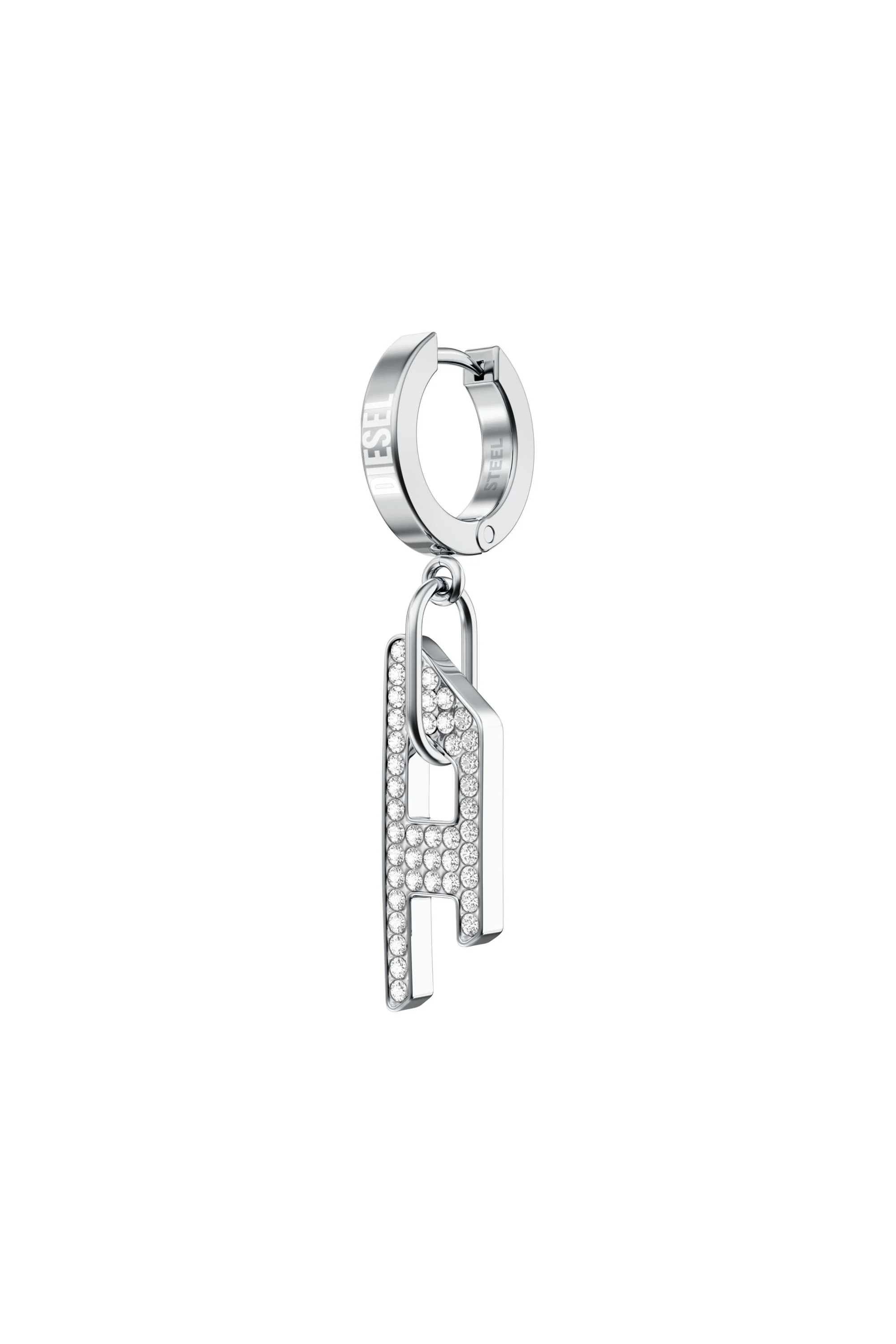 STAINLESS STEEL GLITZ D DROP EARRING - 1