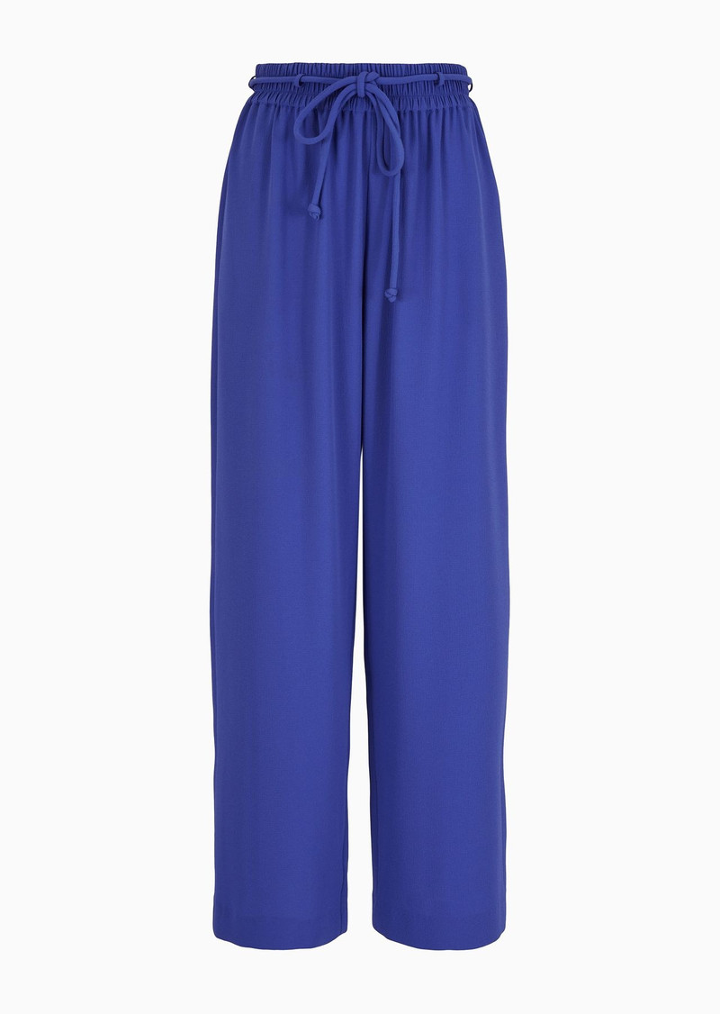 Elasticated-waist trousers with tubular armure-crêpe belt - 1