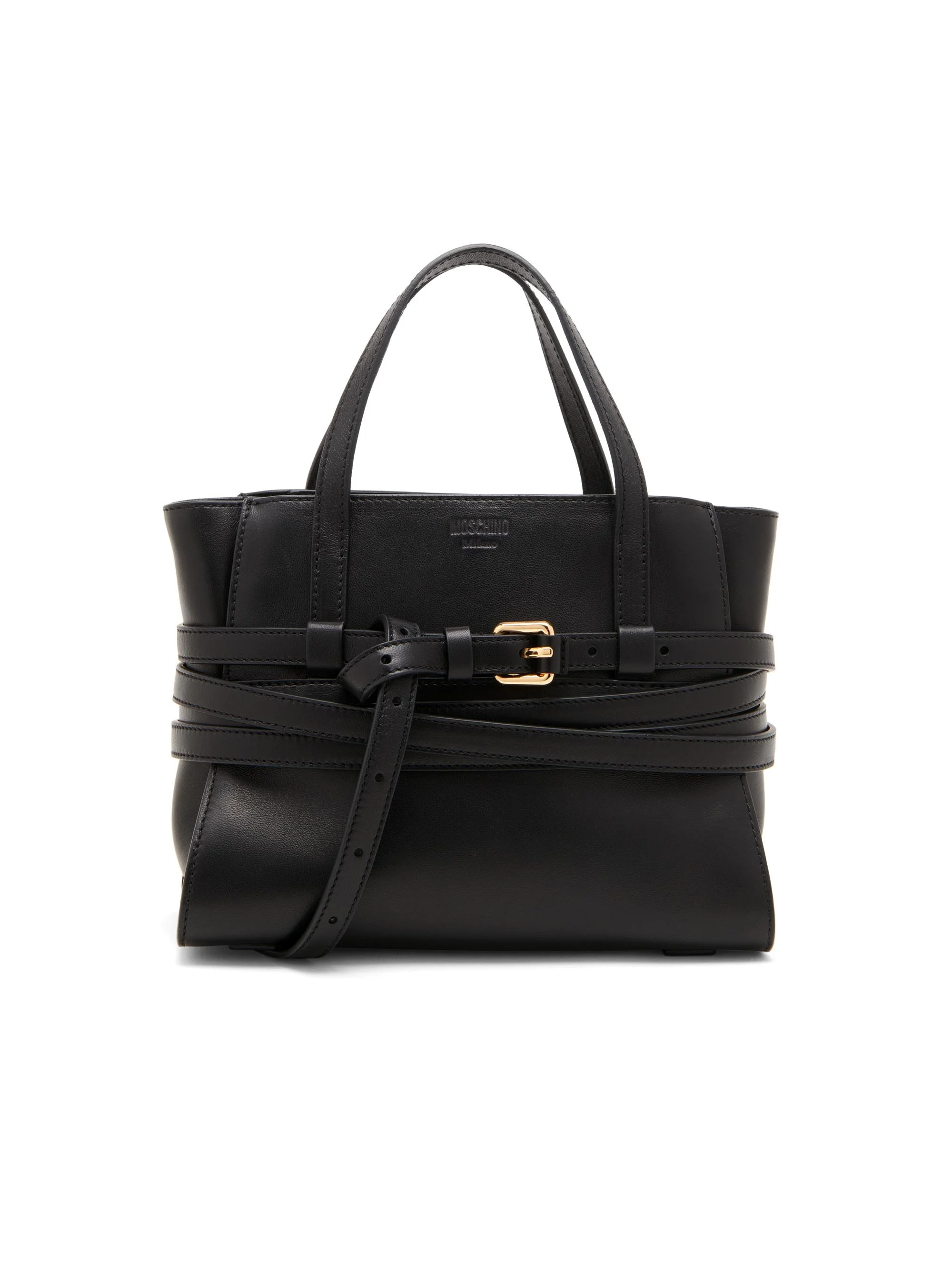 Women's Tie Me Leather Shoulder Bag - Black - 1