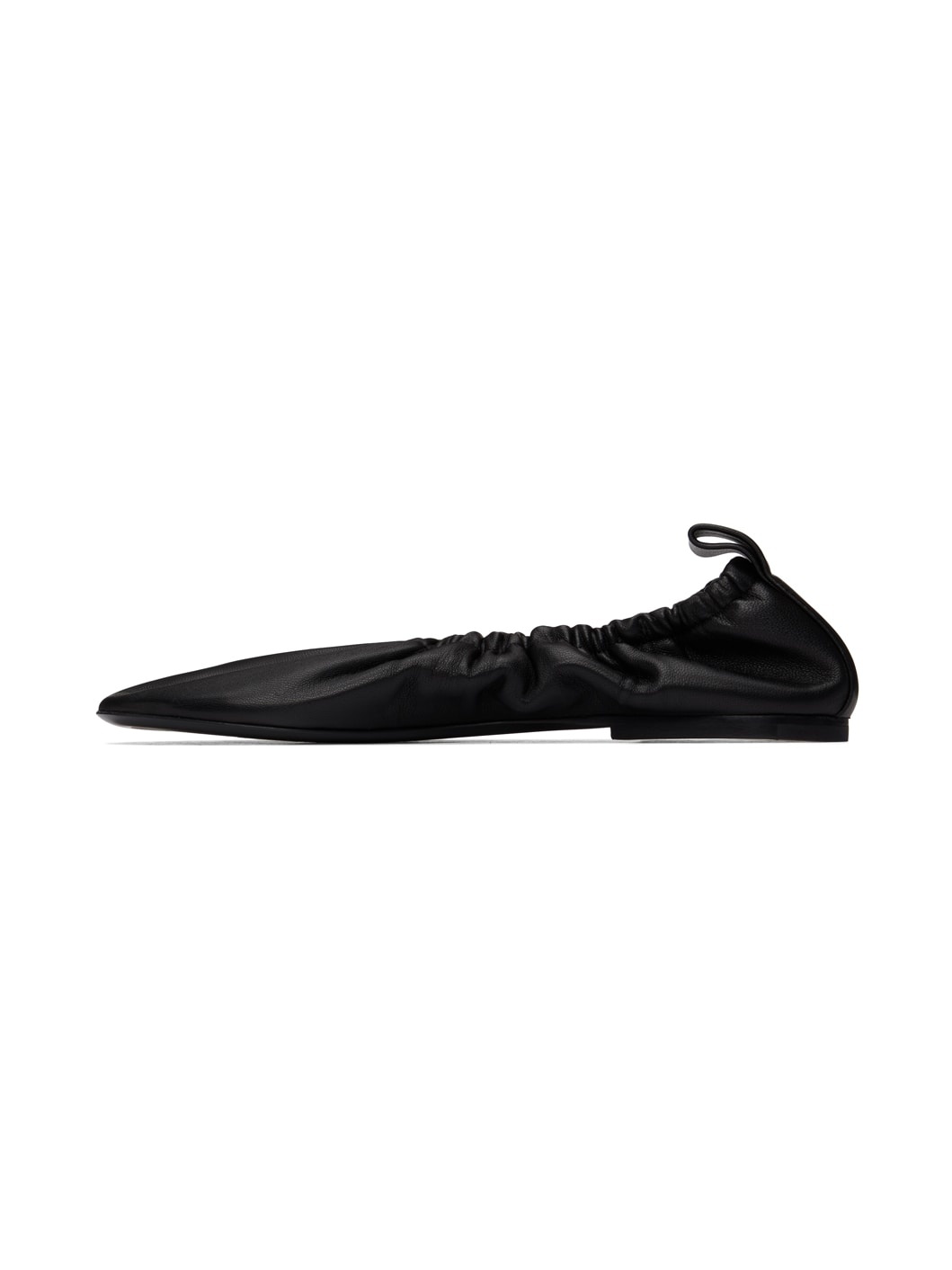 Black Gathered Ballerina Flats - 3