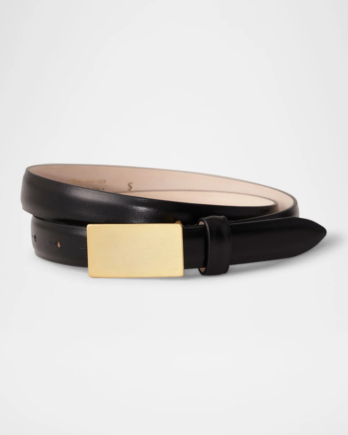 Signet Calfskin Leather Skinny Belt - 1