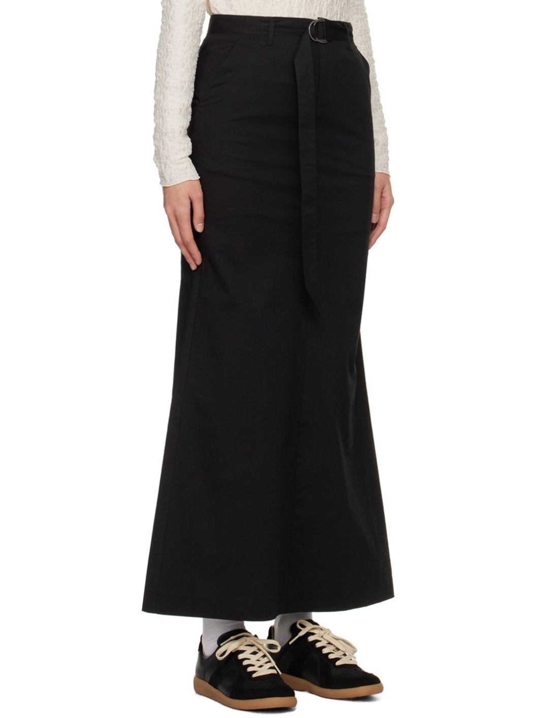 Black Belted Maxi Skirt - 2