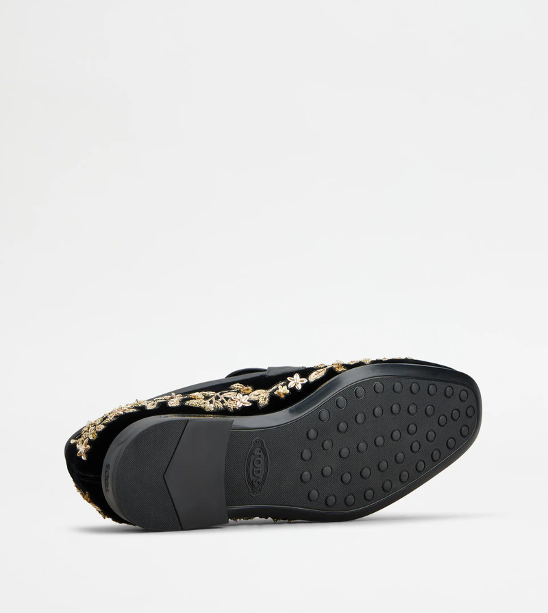T TIMELESS LOAFERS IN VELVET AND LEATHER - BLACK, GOLD 4
