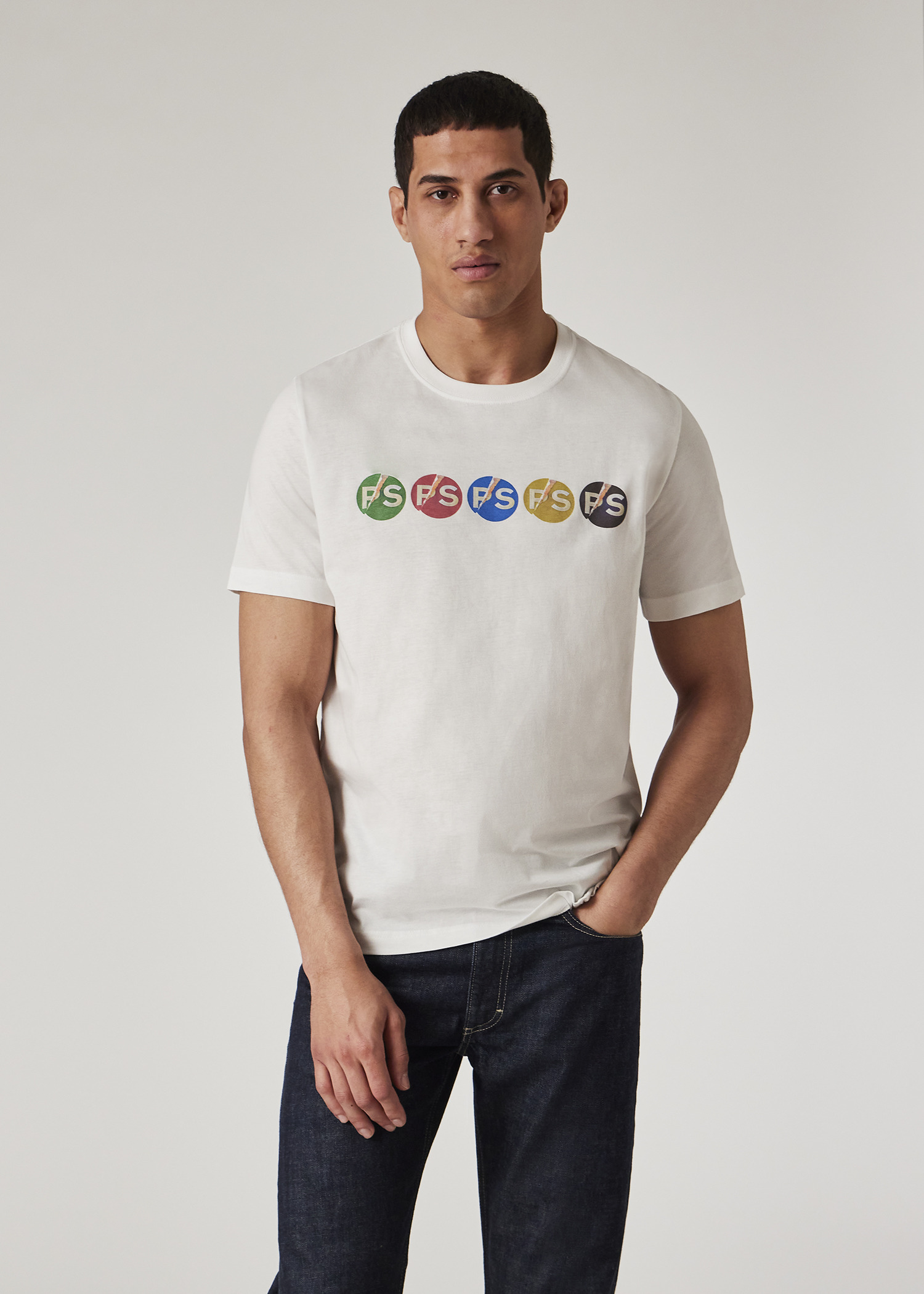 White 'PS Broken Circle' Print T-Shirt - 4