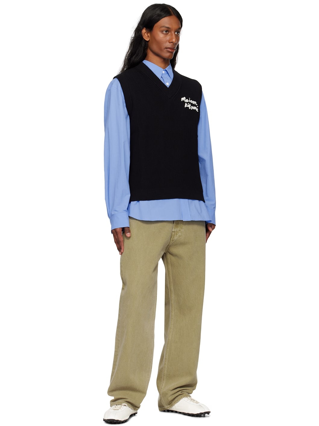 Black 'Maison Kitsuné' Handwriting Ribbed Vest - 4