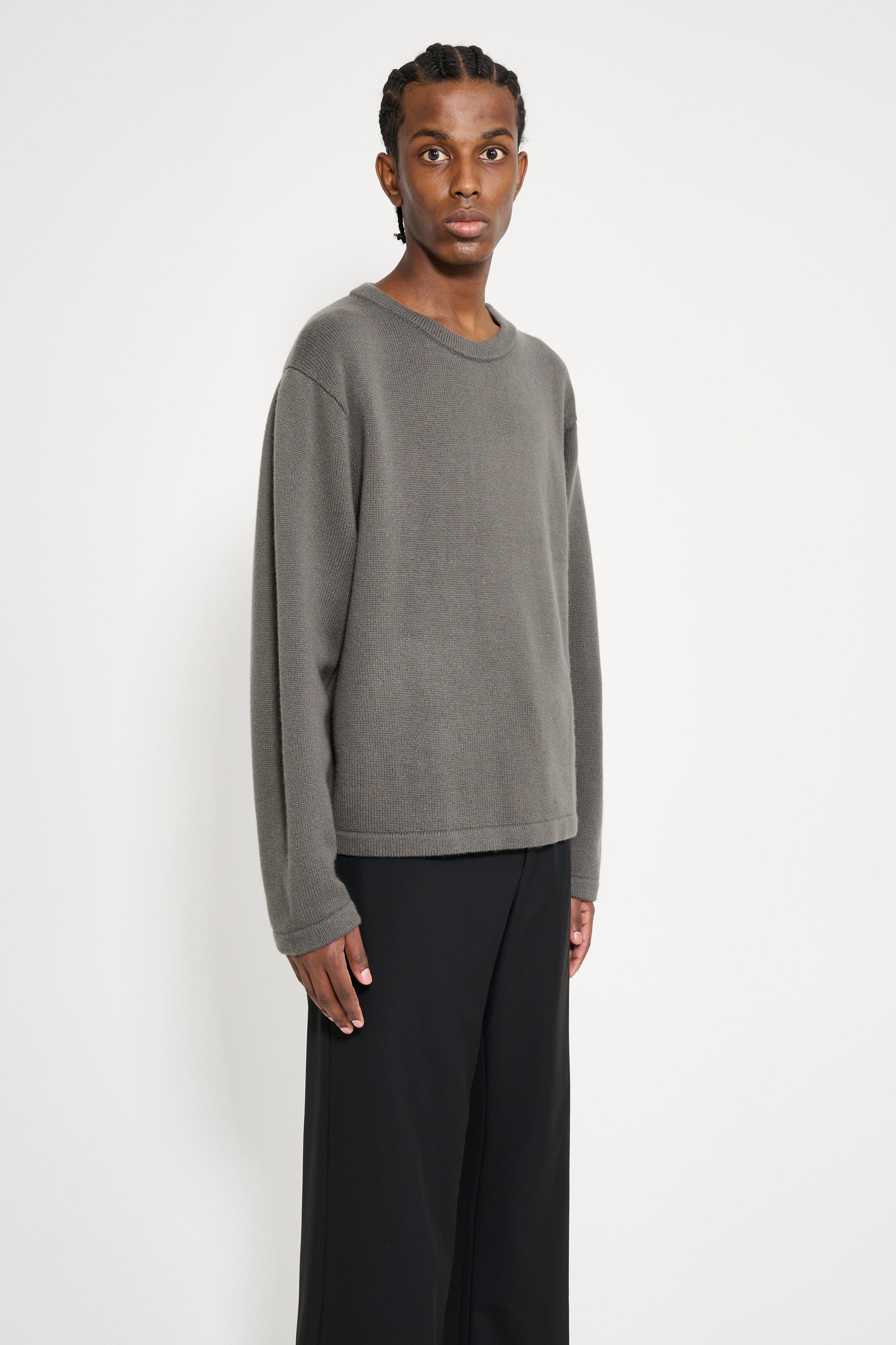 LADY WHITE CO. WOOL CASHMERE SWEATER MARINE GREY - 3