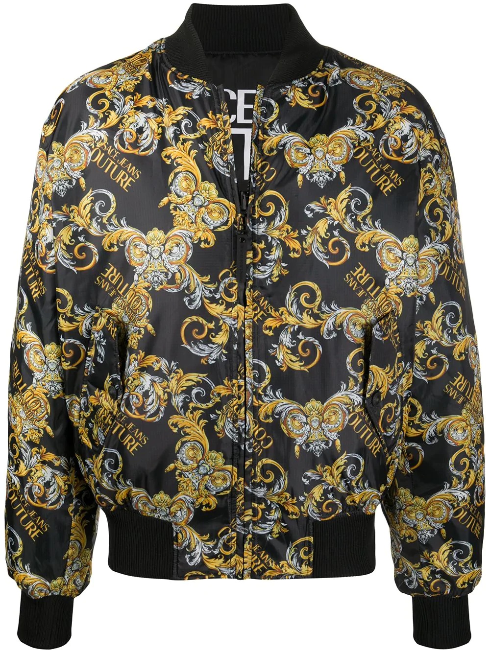 baroque print bomber jacket - 1