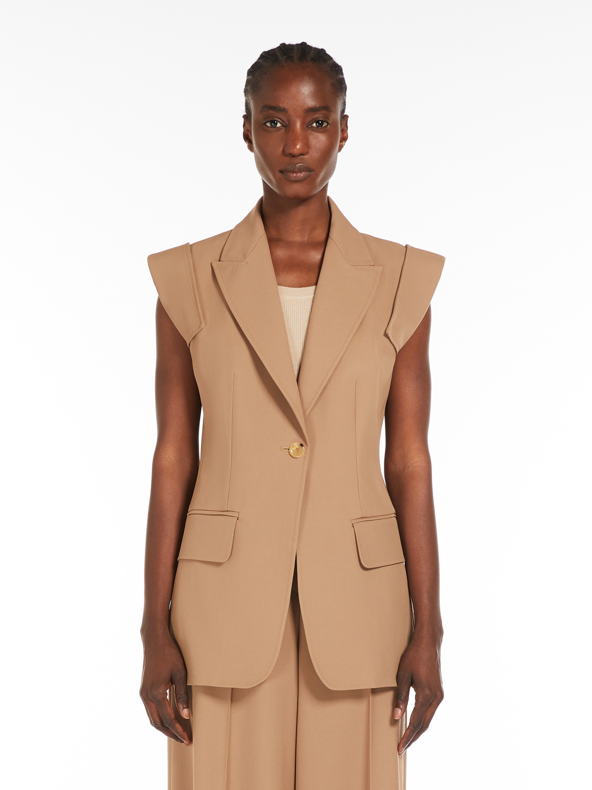 BERGAMO Sleeveless gabardine jacket - 3