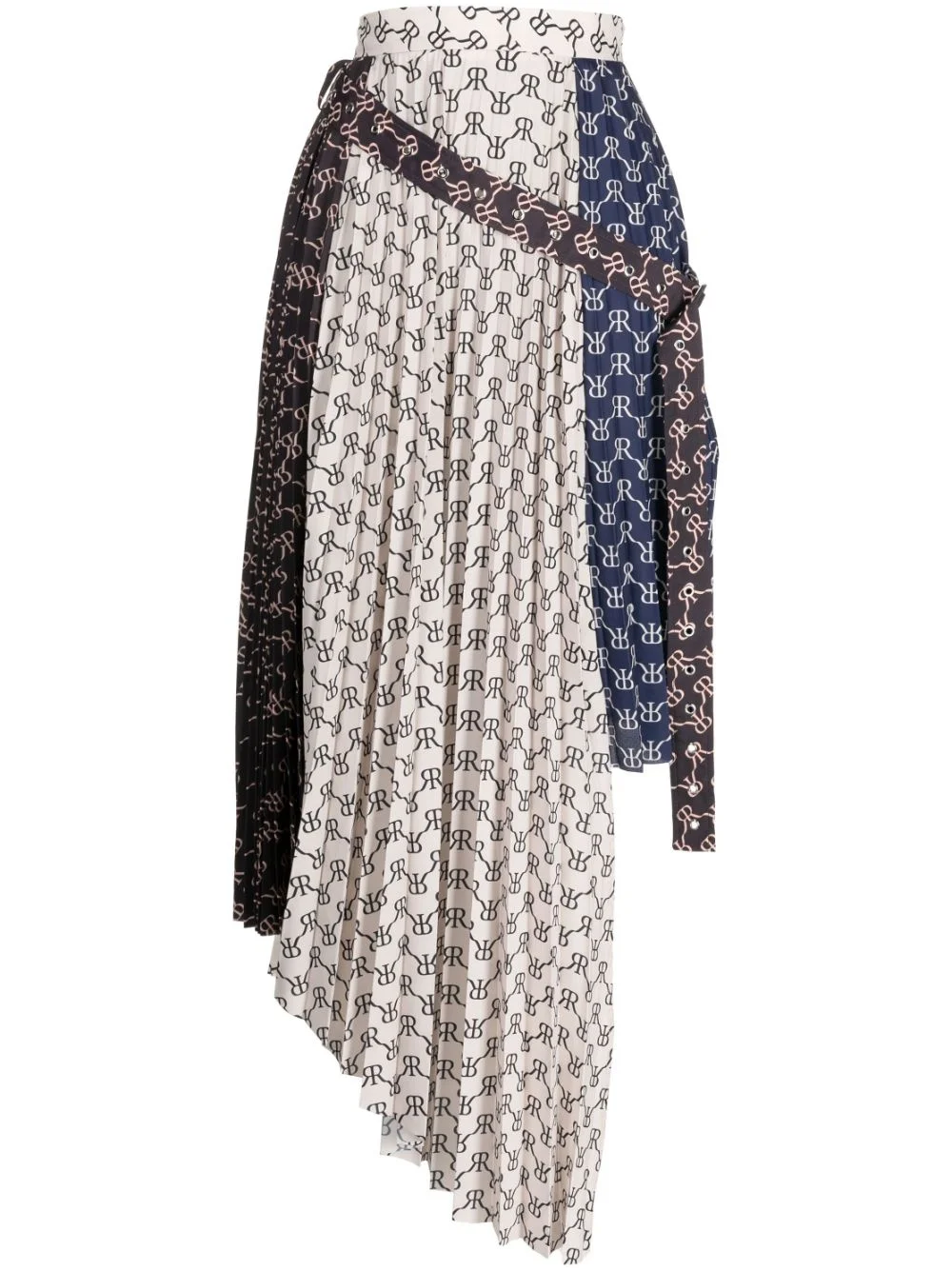 asymmetric monogram-print skirt - 1