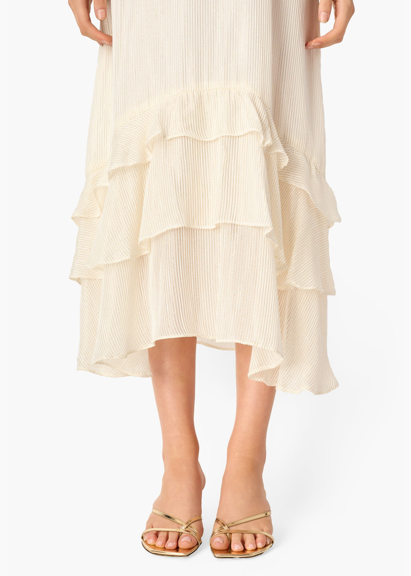 ESMERALDA METALLIC CHIFFON DRESS WHITE 5