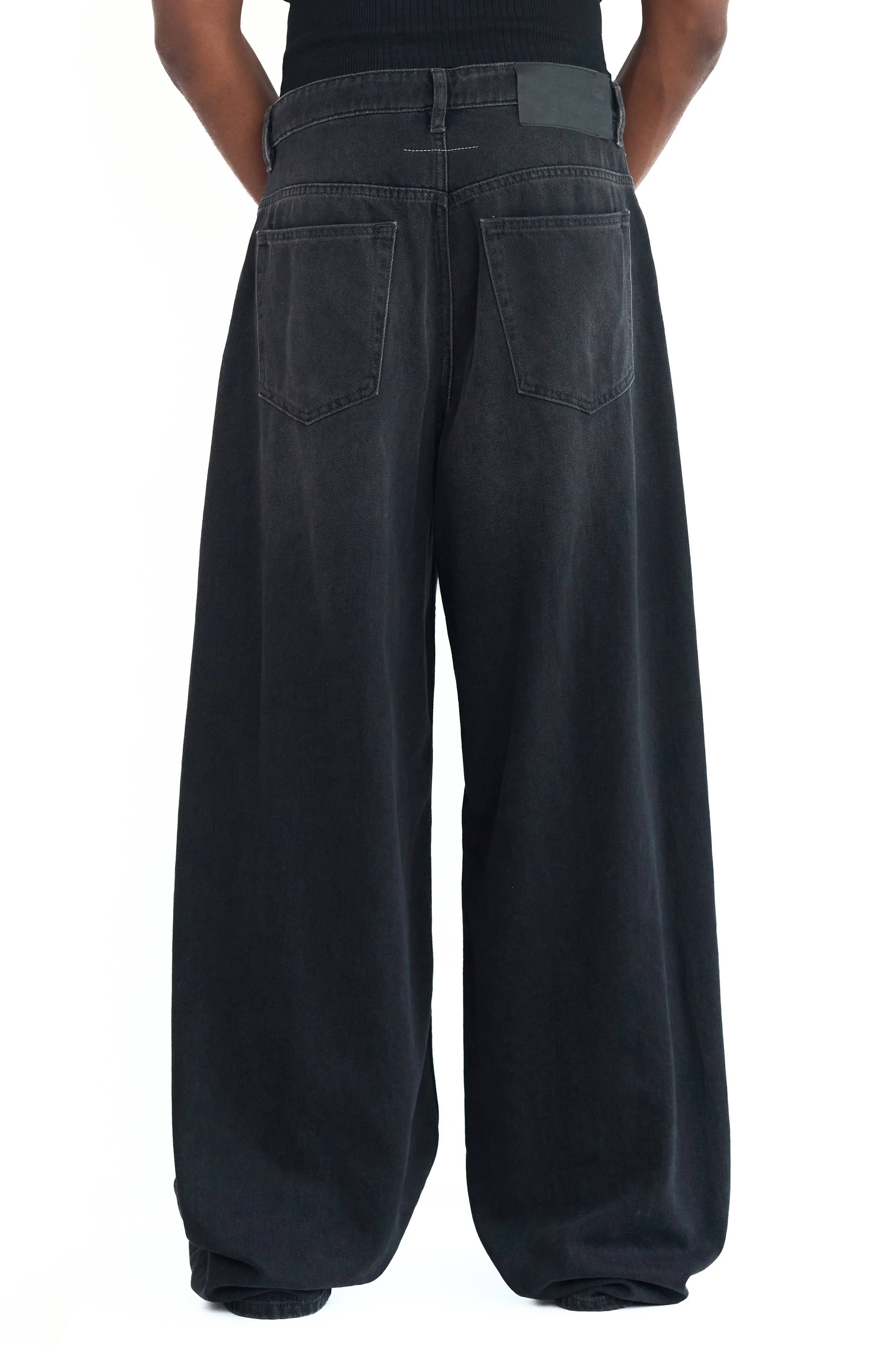 MM6 Black Denim Wide Leg Paint Mark Jeans Black - 5