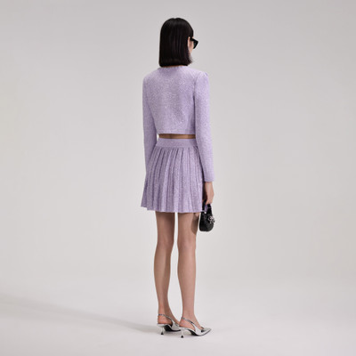 self-portrait Lilac Sequin Pleated Knit Skirt outlook