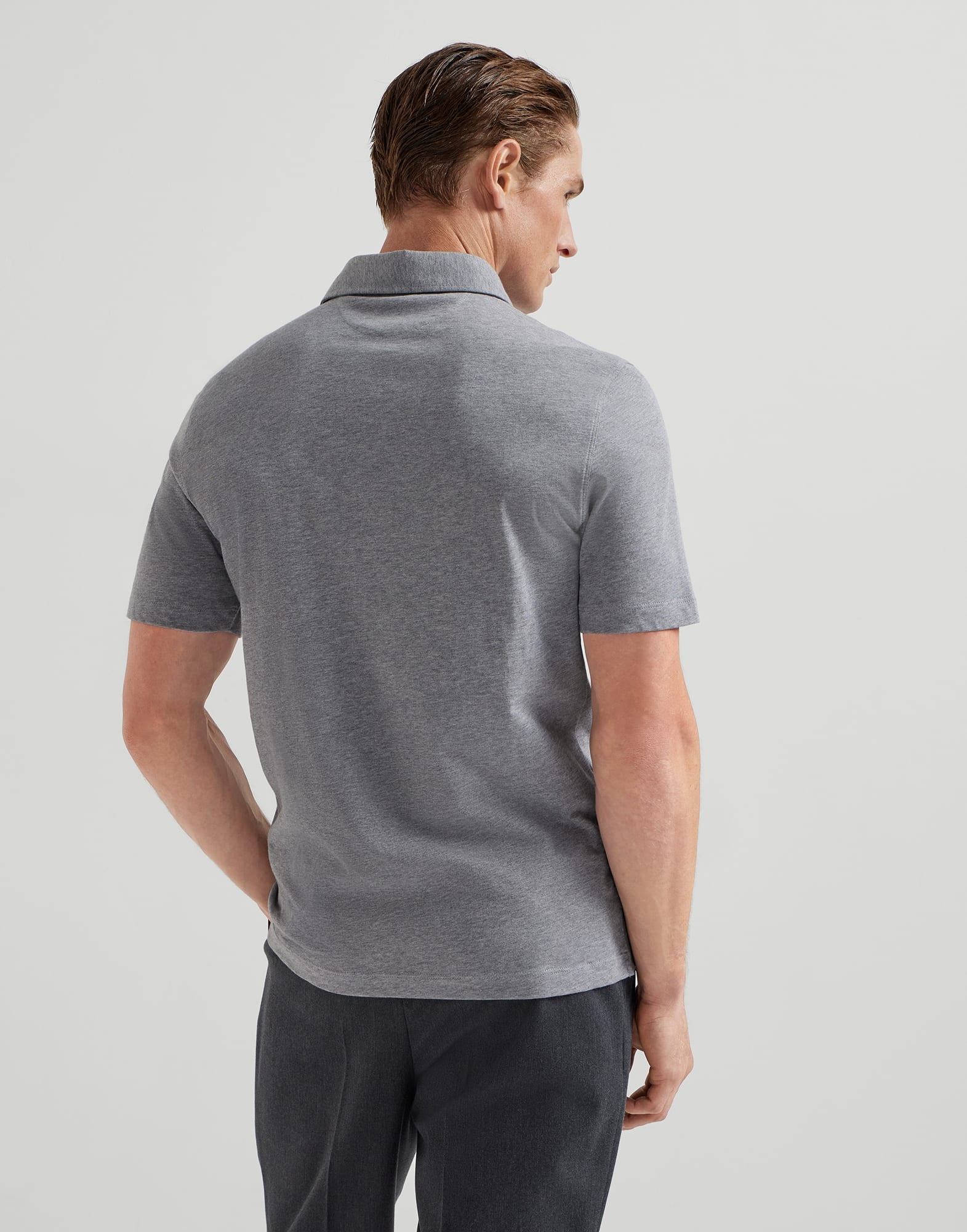 Cotton jersey polo with shirt-style collar - 2