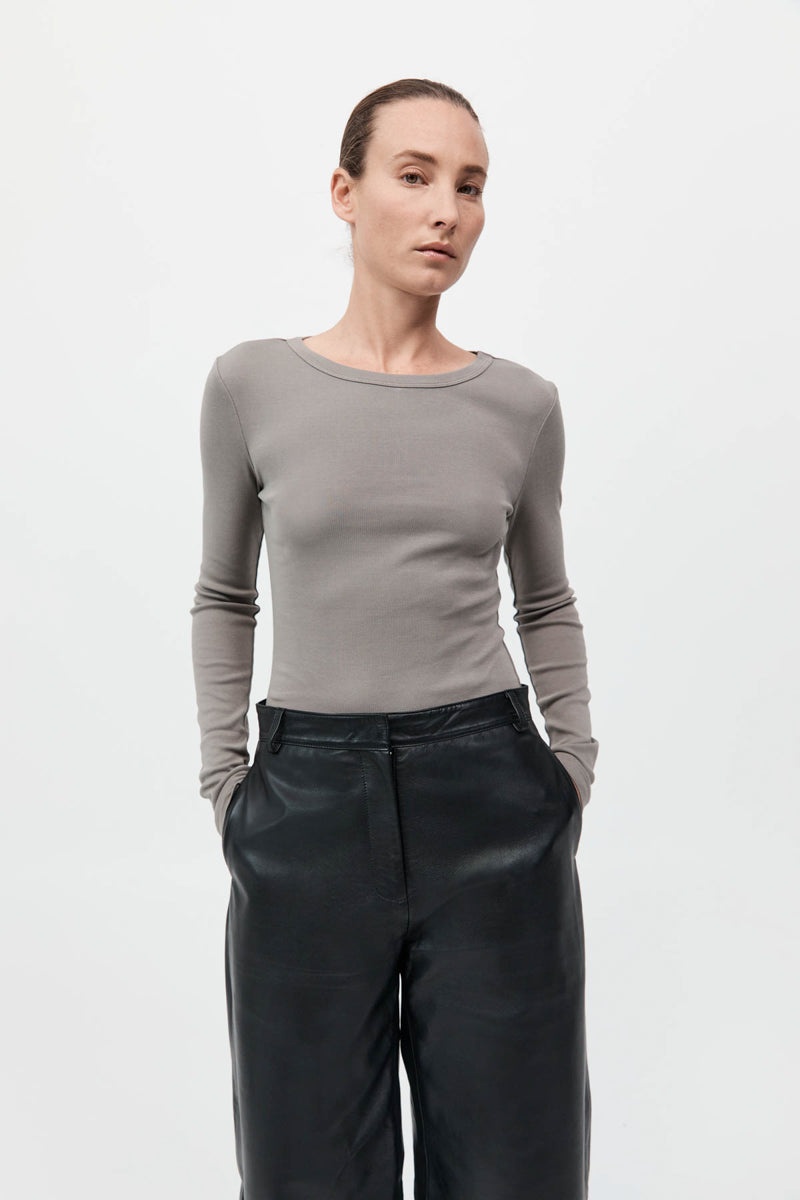 Organic Cotton Long Sleeve Top - Slate - 2