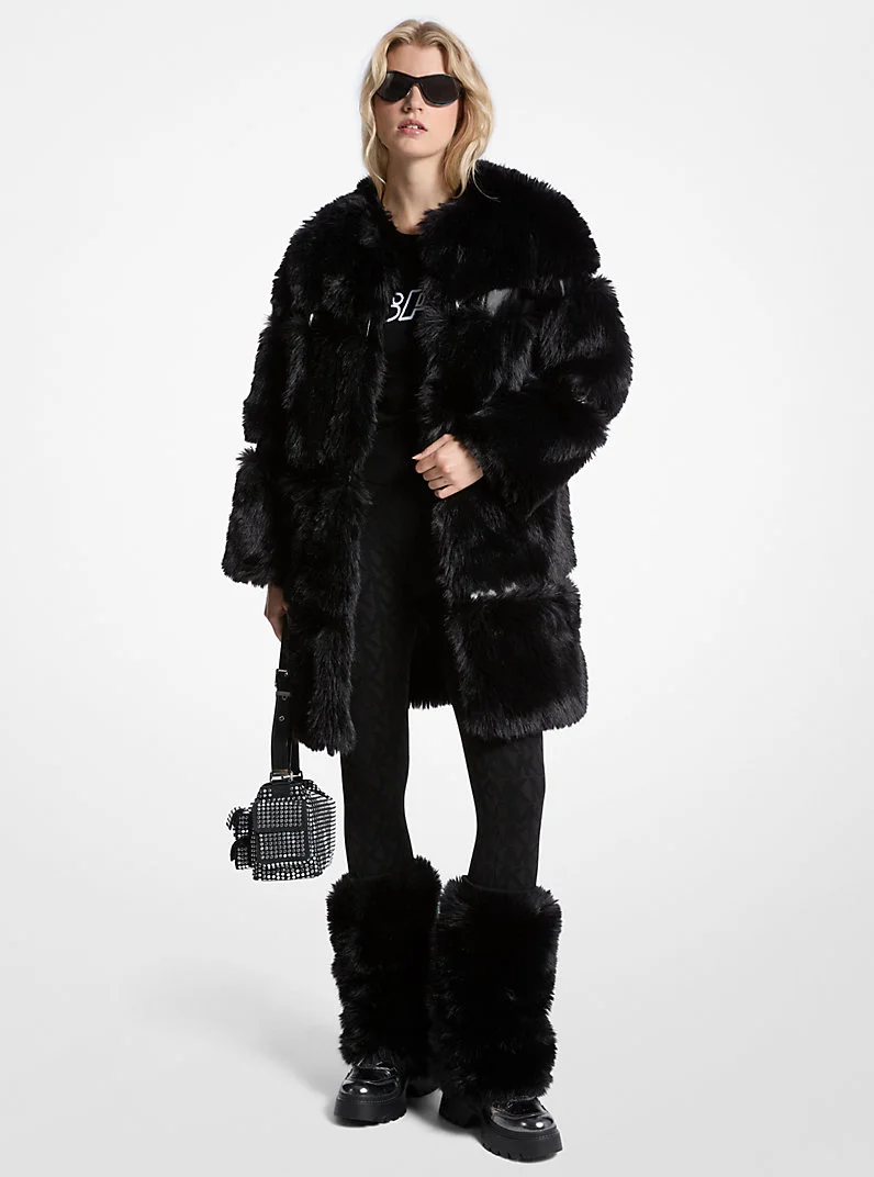 Faux Fur and Patent Coat - 1
