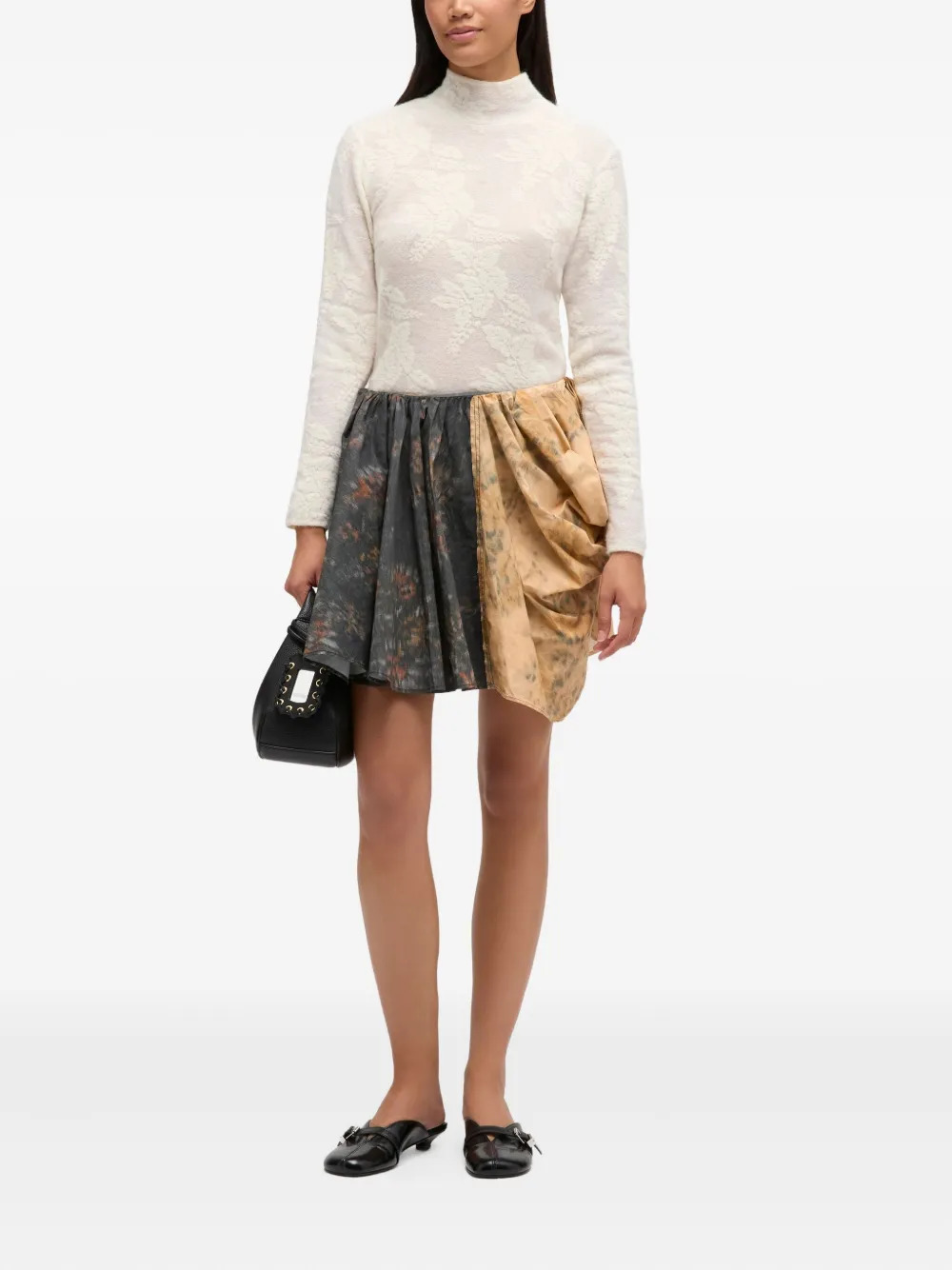 Printed Stretch Cotton Draped Skirt - 2