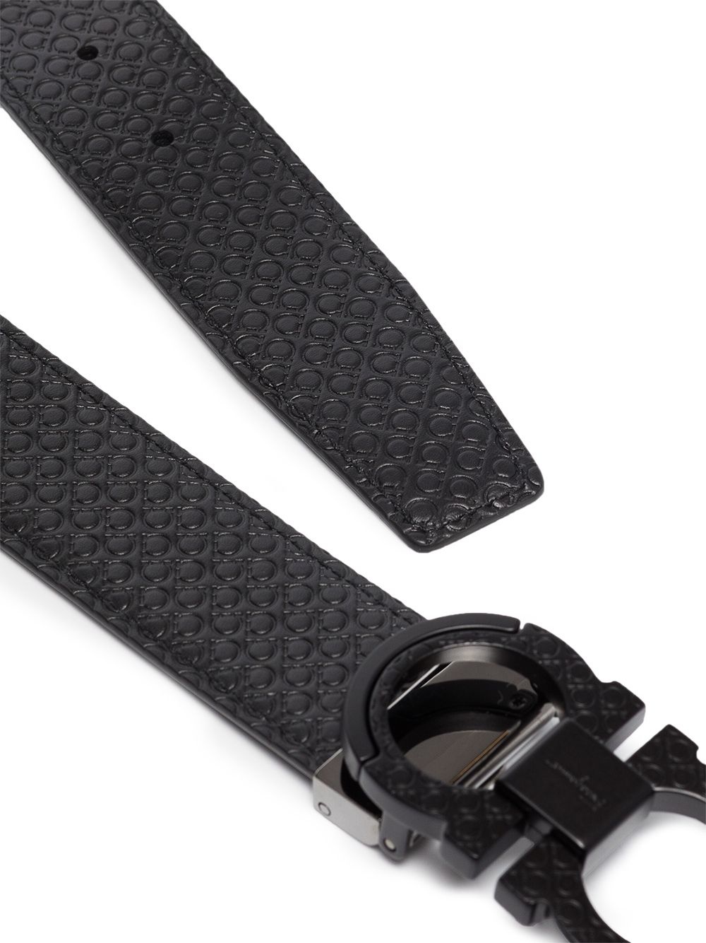 Gancini embossed leather belt - 3