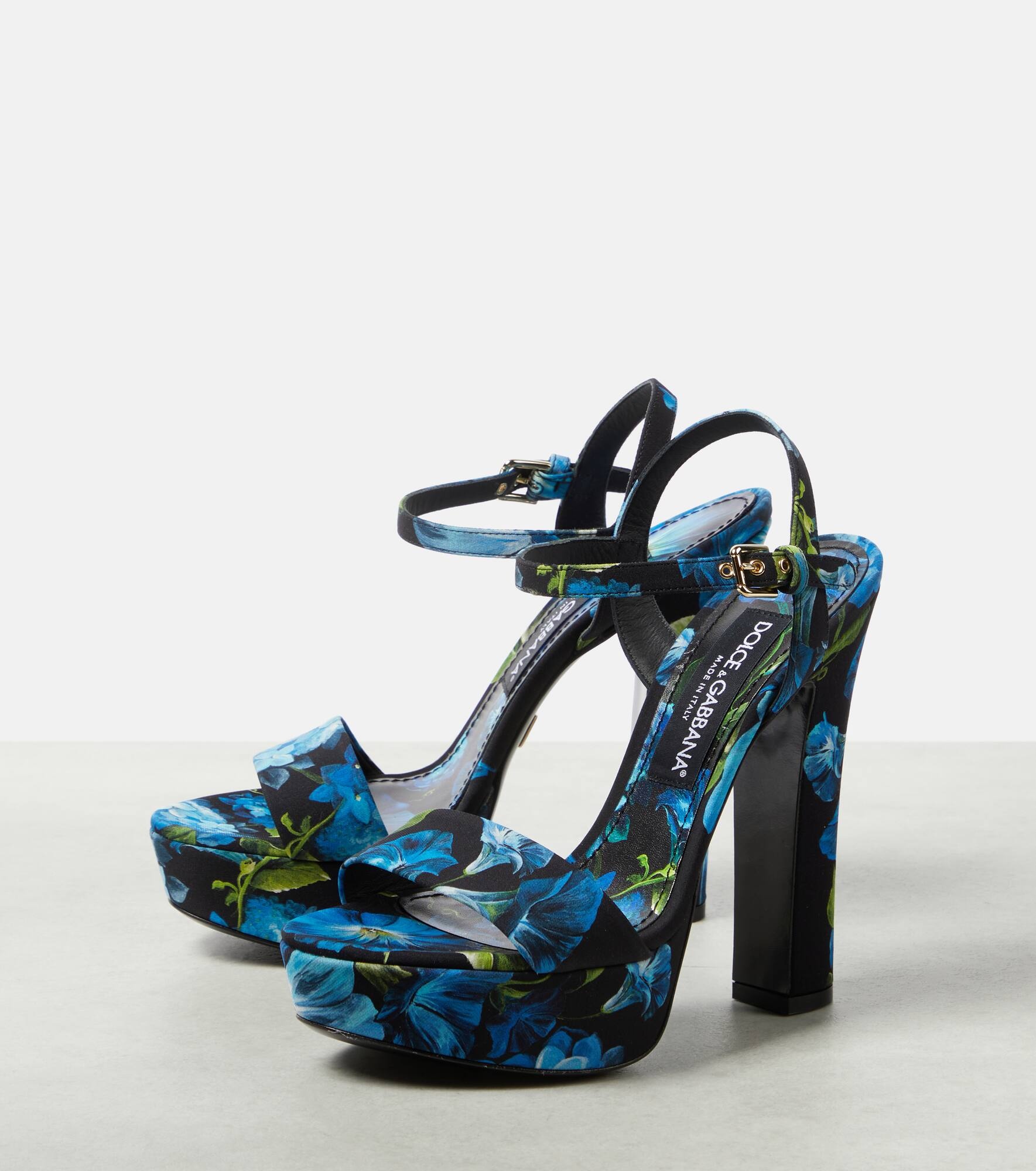 Floral satin platform sandals - 5
