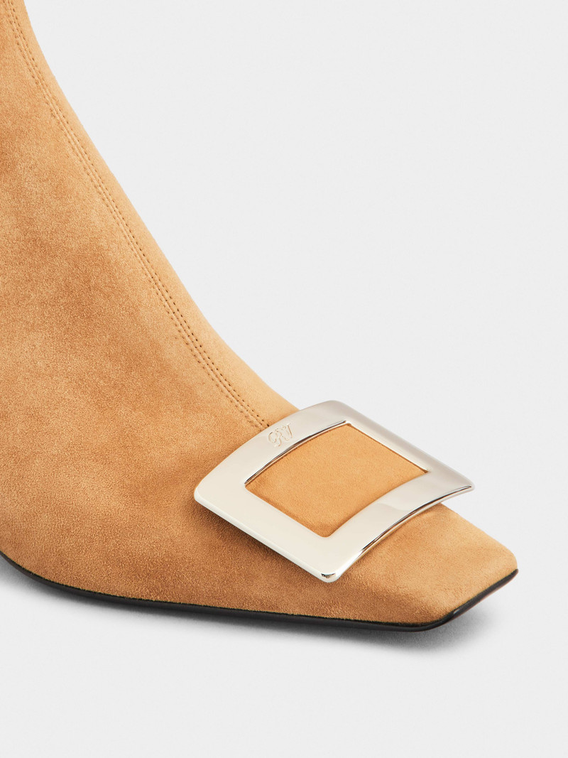 Belle Vivier Metal Buckle Chelsea Booties in Suede 3