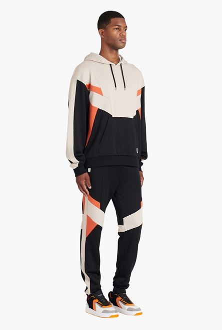 Ivory, black and dark orange cotton sweatshirt - 7