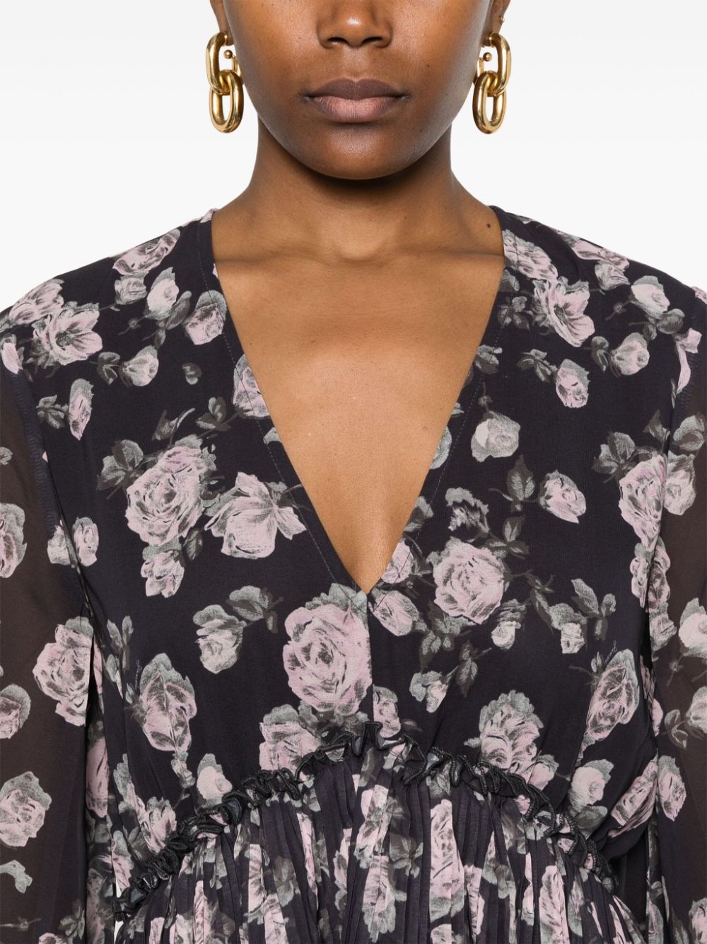 floral-print mini dress - 5