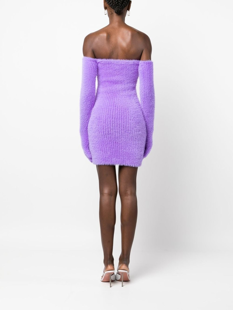 Fuzzy Gloves off-shoulder minidress 4