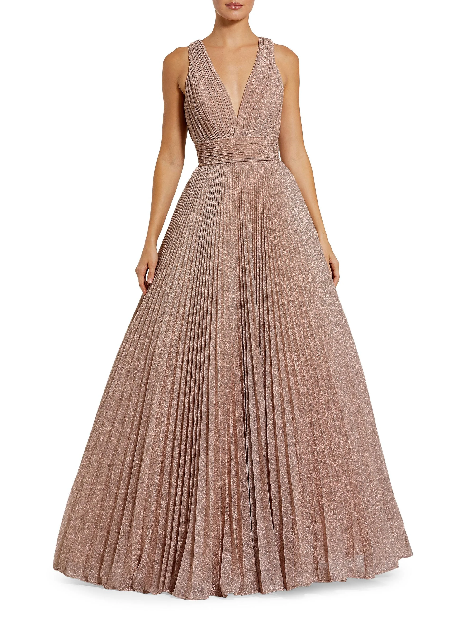 Women's Shimmer Pleated A-Line Ballgown - Rose Gold - 1