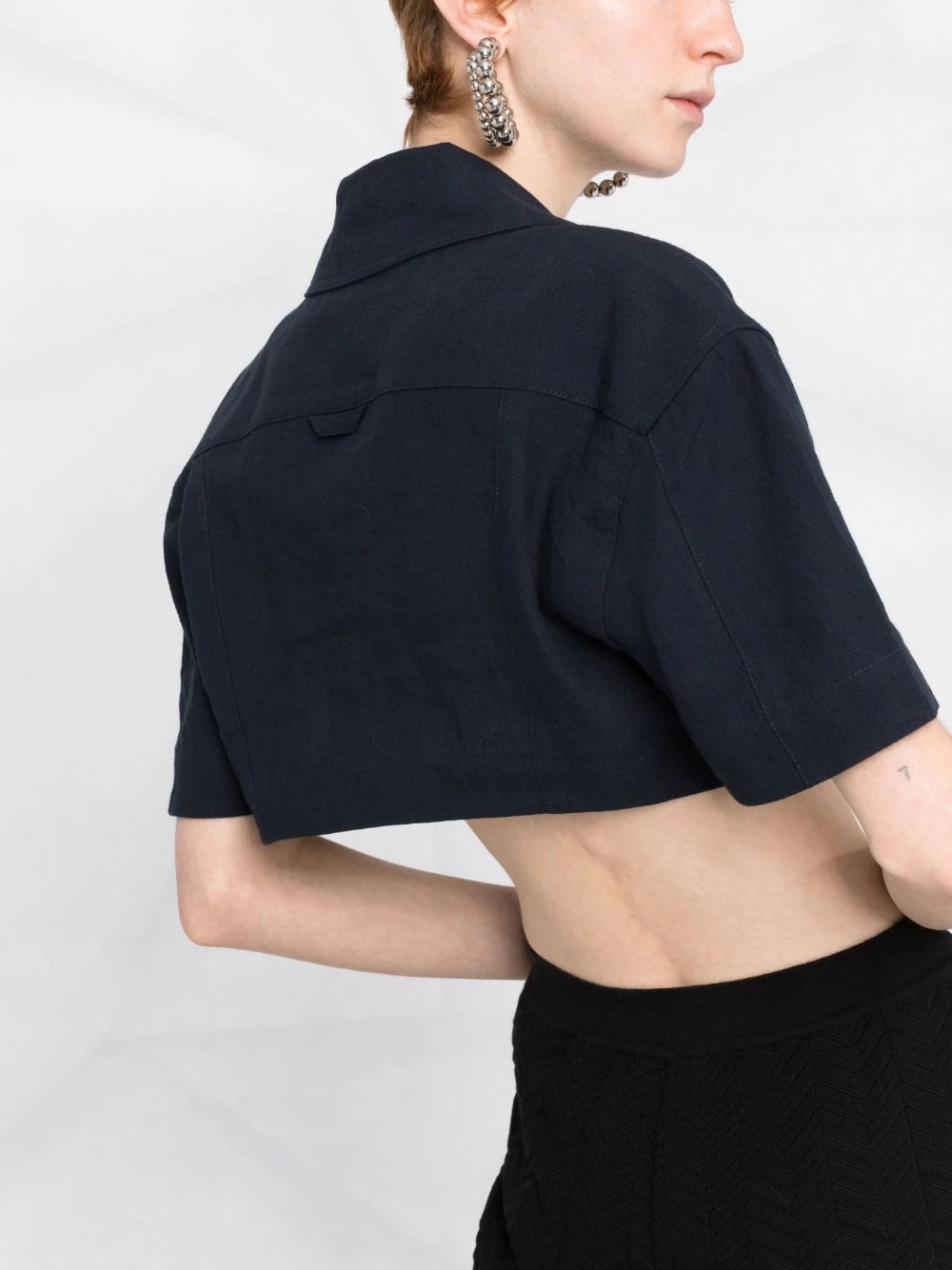 hemp-cotton cropped shirt - 3