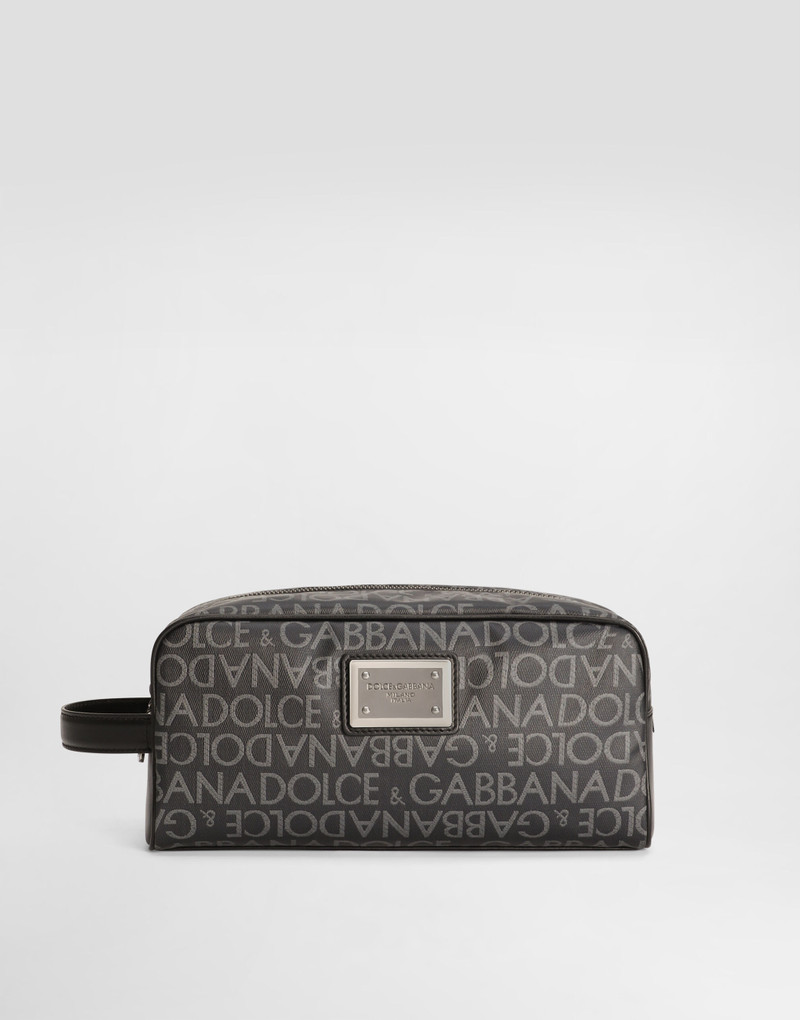 Coated jacquard toiletry bag 1