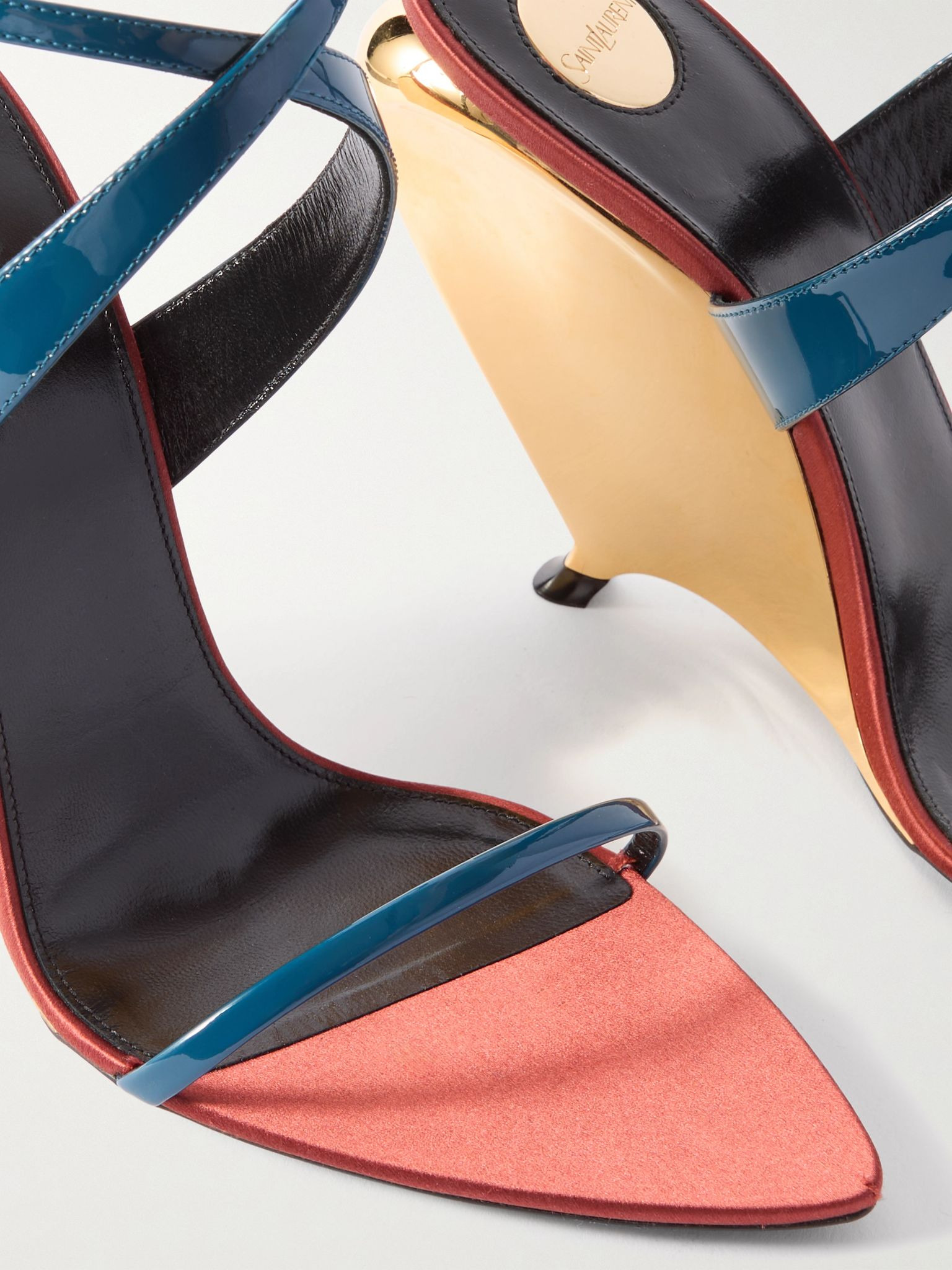 Tallulah patent-leather wedge sandals Blue - 4