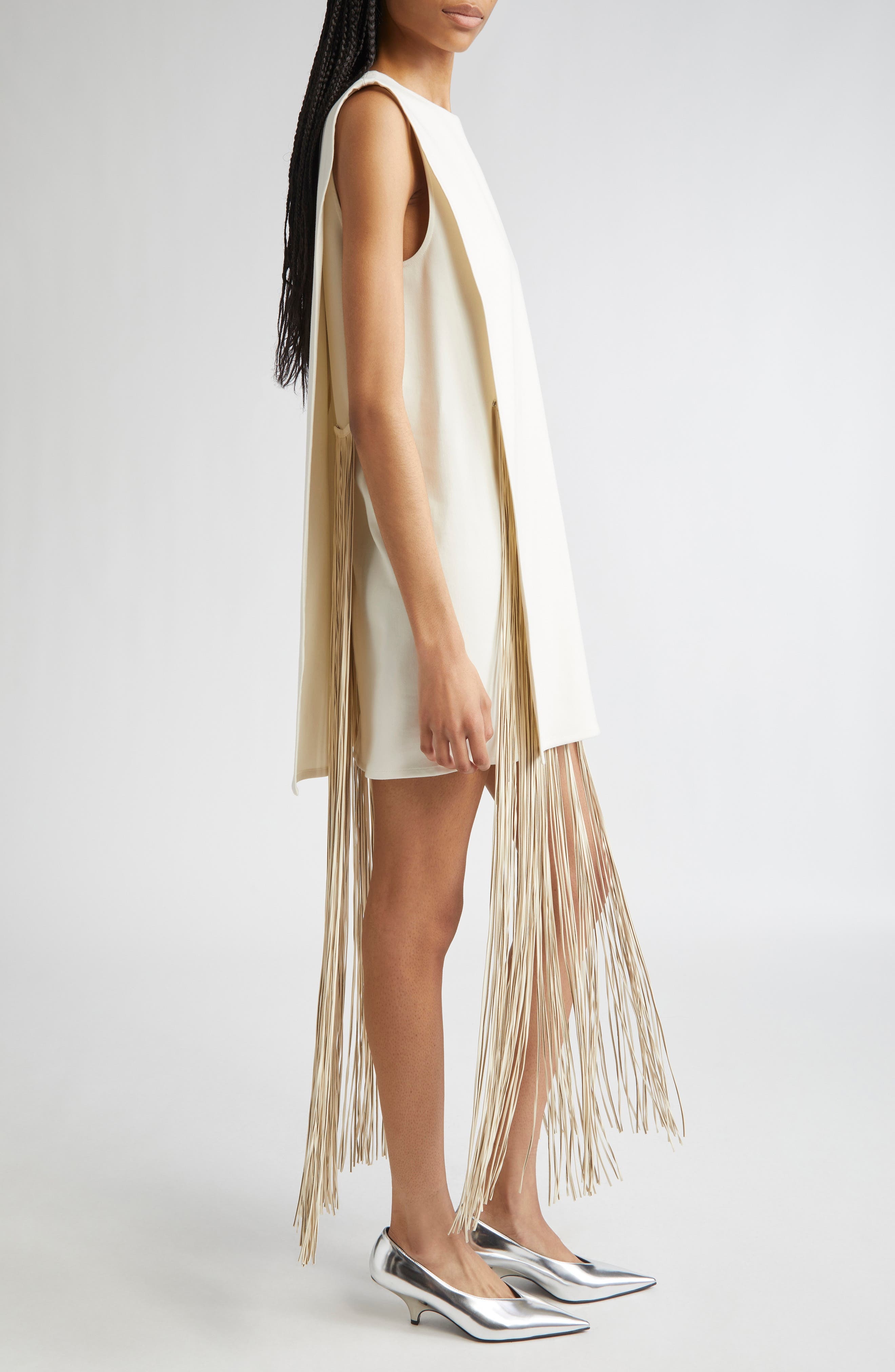 SPORTMAX Finnici Fringe Cady Sheath Dress in Pink at Nordstrom - 3