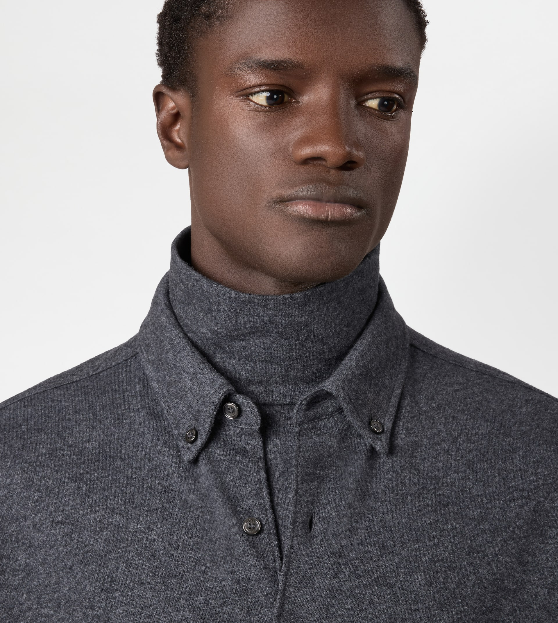 RELAXED FIT SILK BLEND SHIRT - GREY - 5