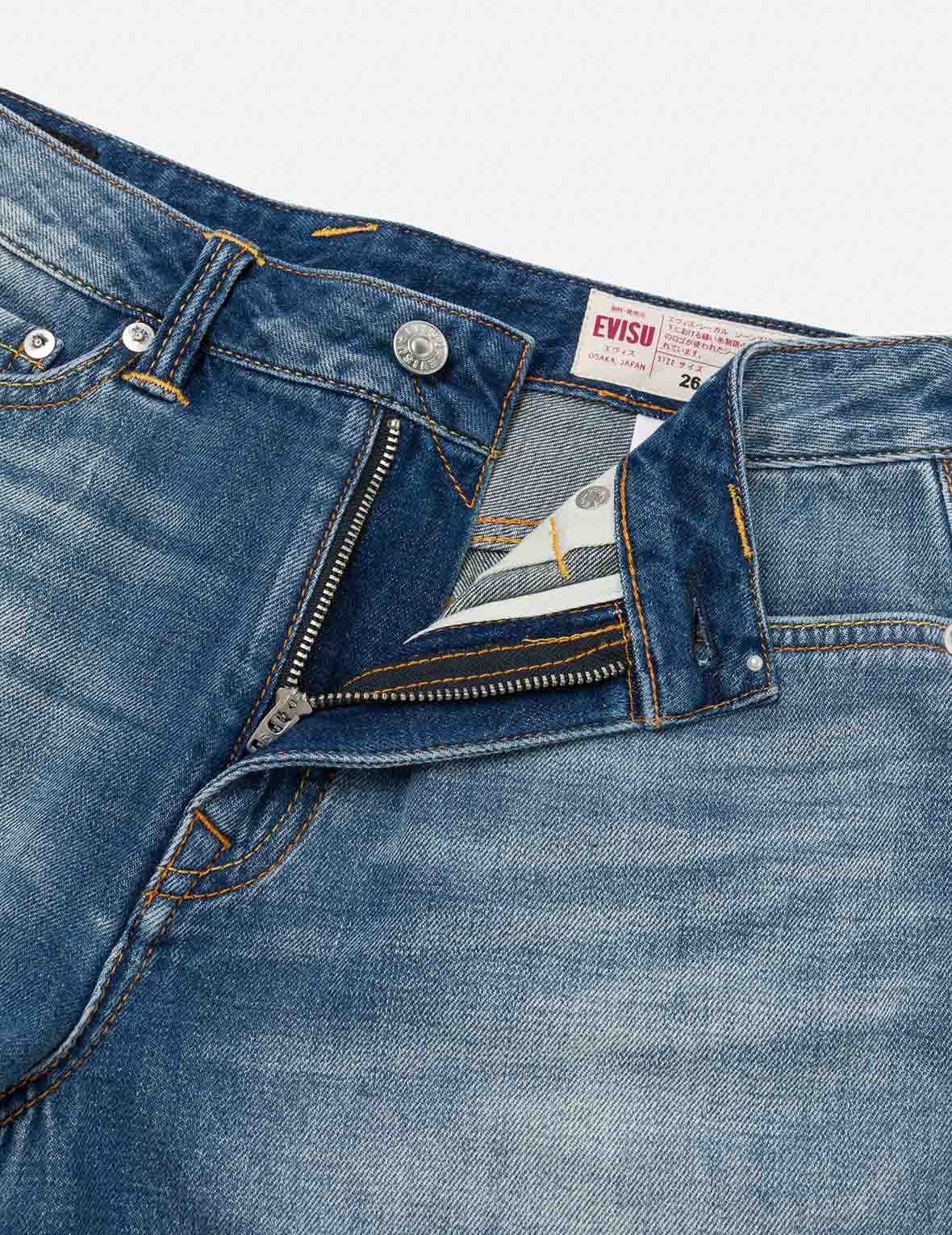 Deconstructed Seagull and Logo Applique Relax Fit Denim Shorts - 6