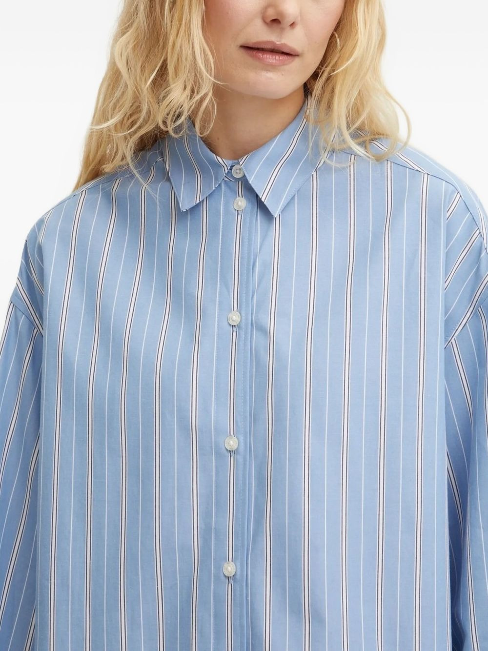 striped button-fastening shirt - 3