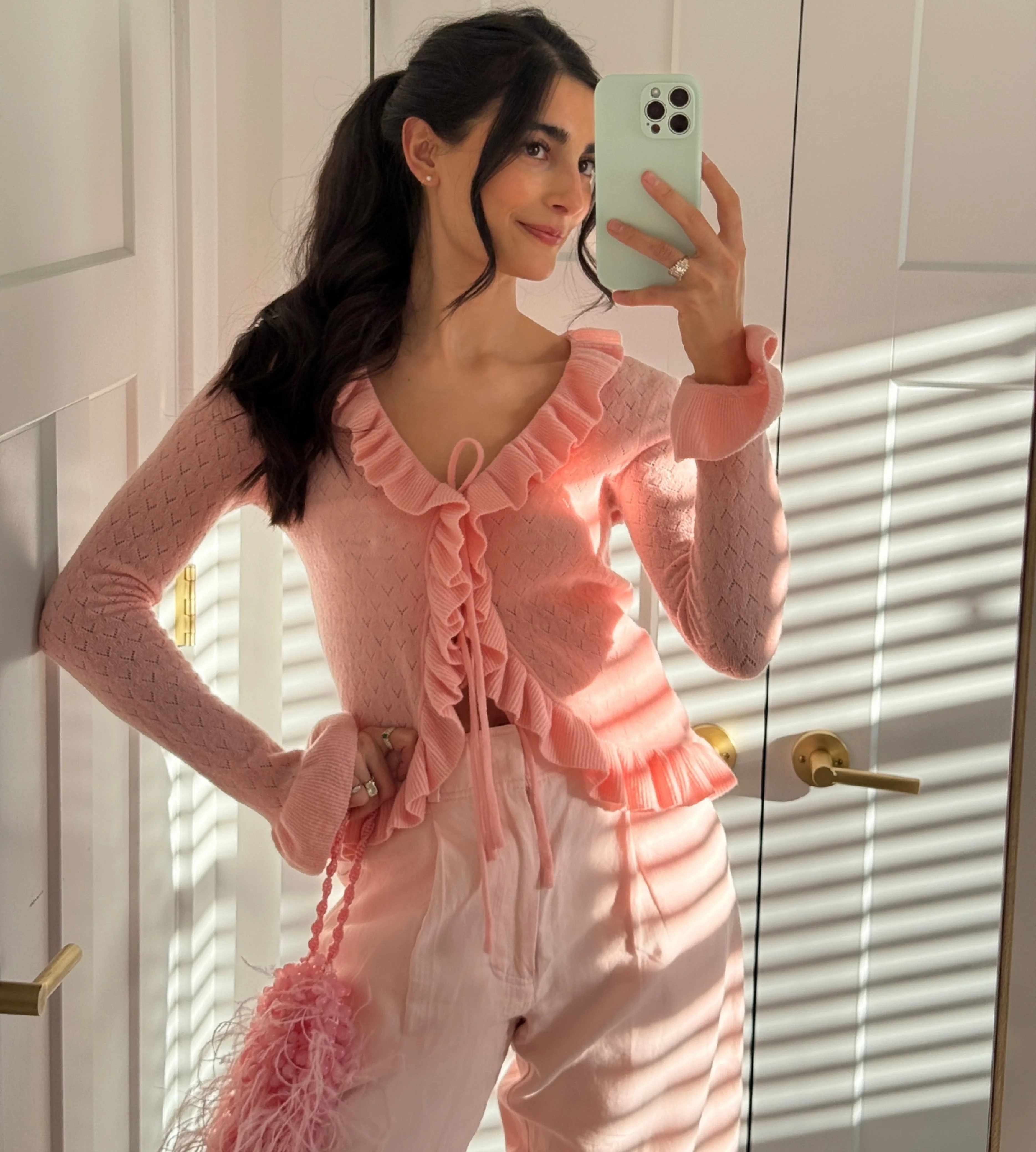 The Ray Top - Powder Pink Pointelle - 1