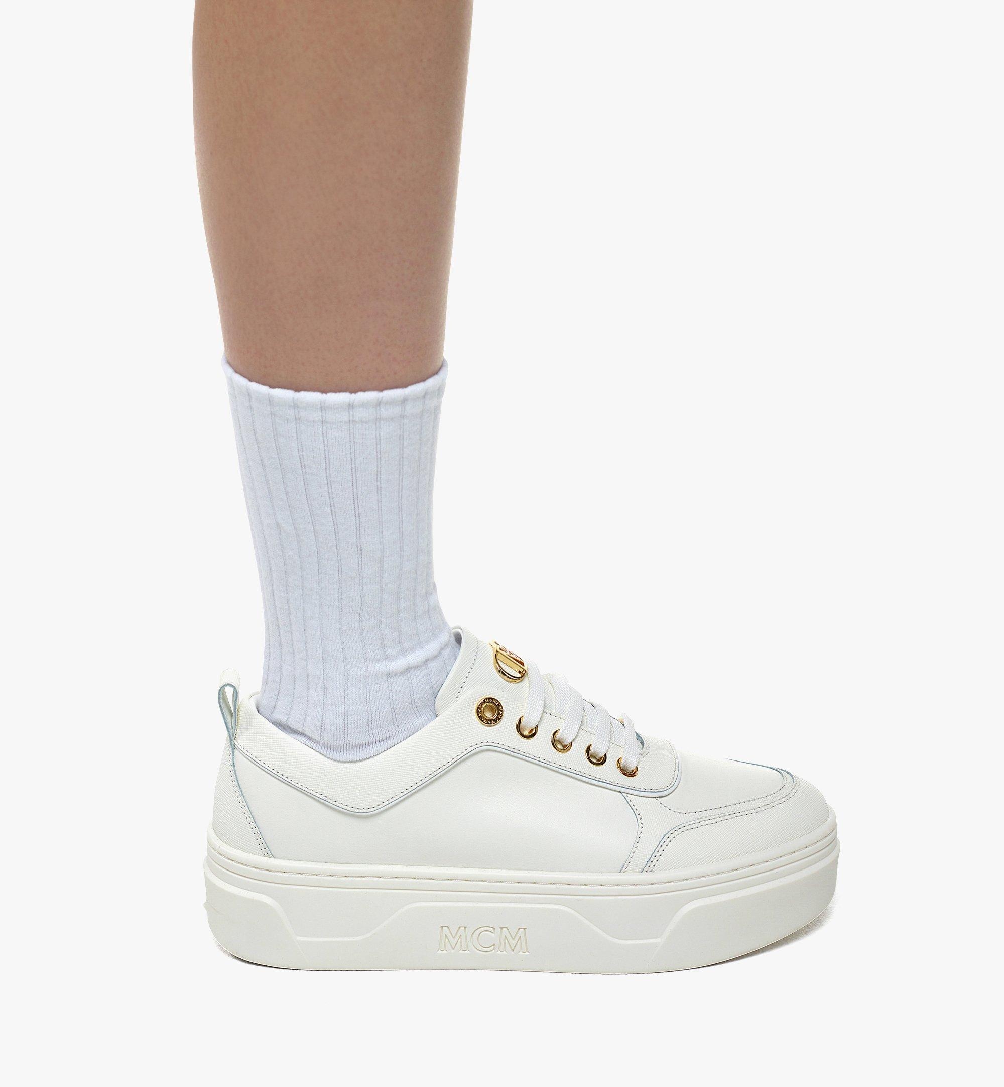 Skyward Platform Sneakers in Saffiano Leather - 6