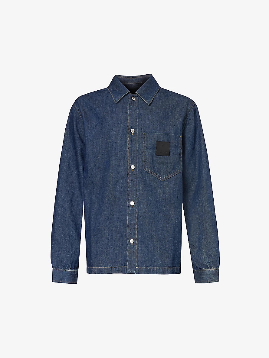 Brand-patch boxy-fit denim shirt - 1