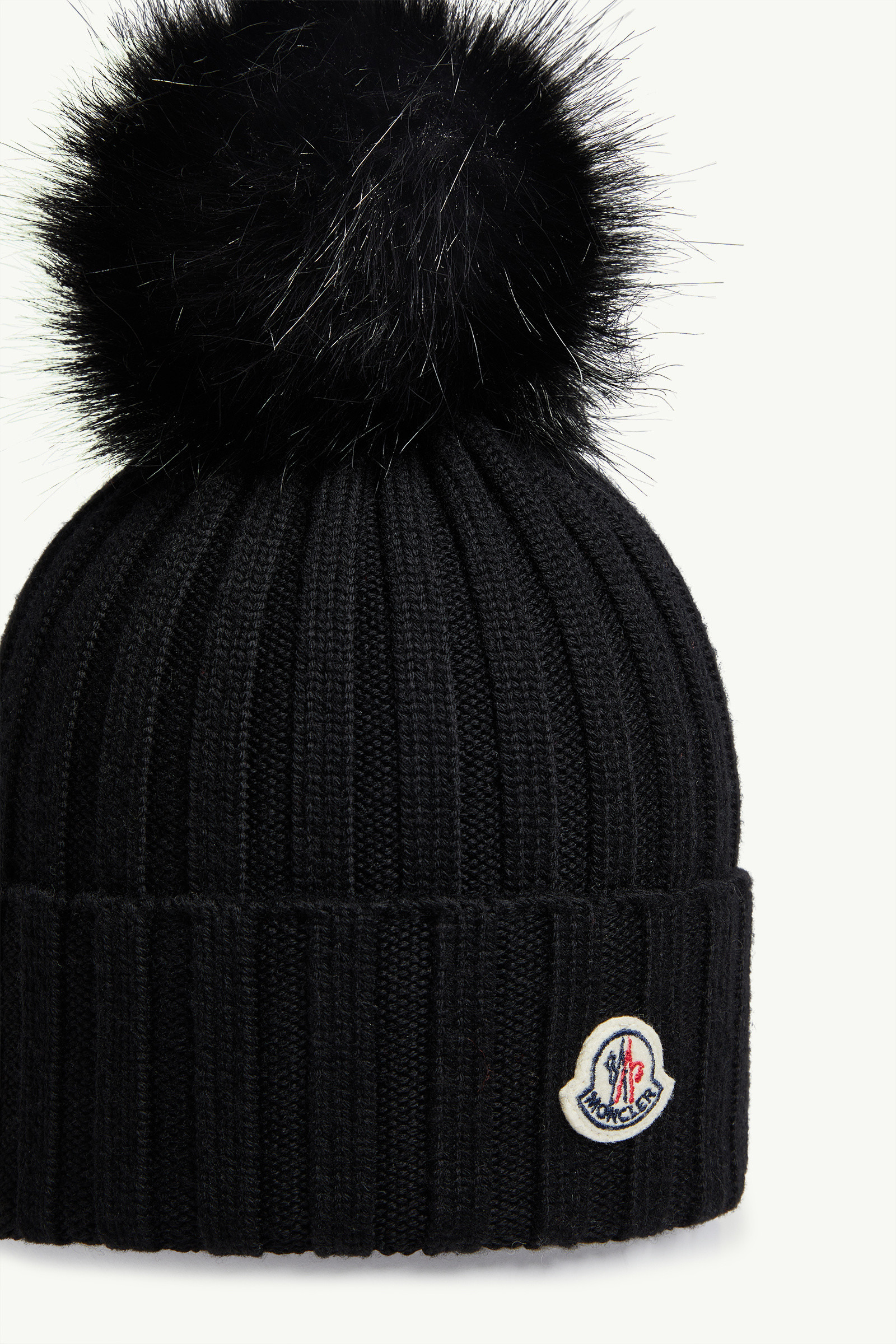 Wool Beanie with Faux Fur Pom Pom - 3