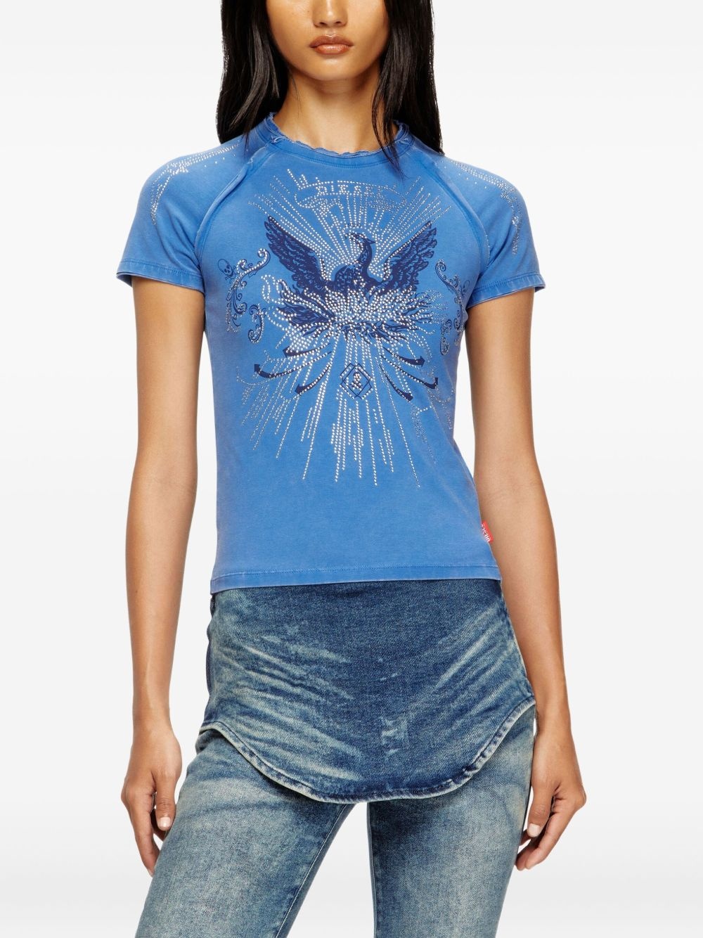 rhinestone-embellished raglan-sleeve T-shirt - 3